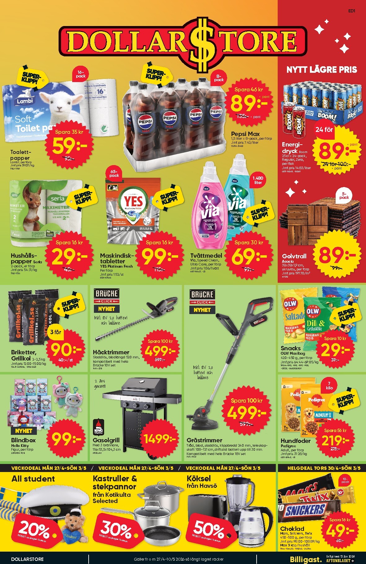 dollar-store - Aktuellt Dollar Store reklamblad giltigt från måndag 27/04/2026 till söndag 10/05/2026 - page: 1