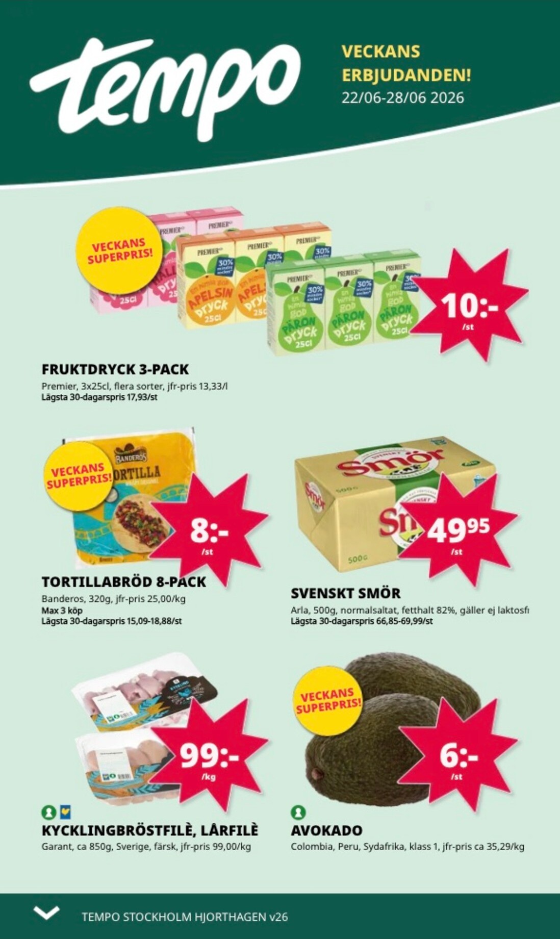 tempo - Aktuellt Tempo reklamblad från måndag, 22/06/2026 till söndag, 28/06/2026