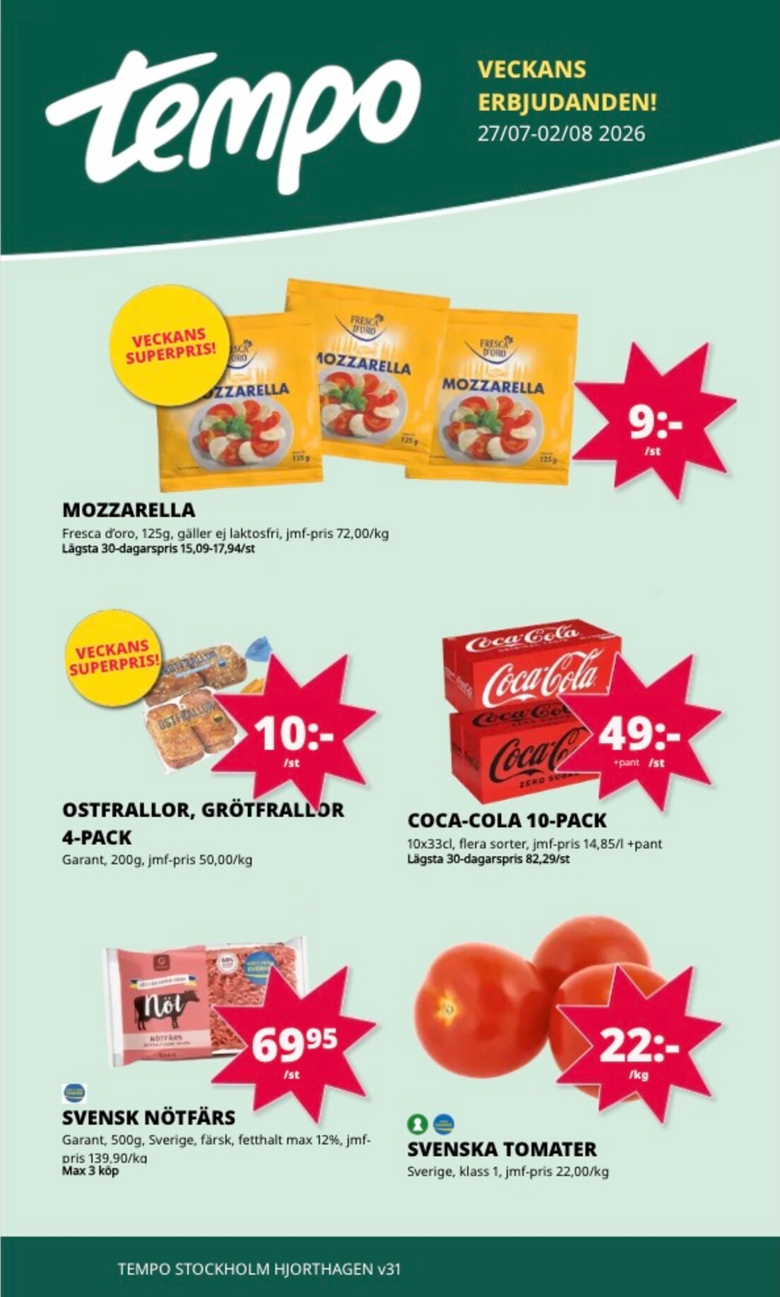 tempo - Aktuellt Tempo reklamblad från måndag, 27/07/2026 till söndag, 02/08/2026