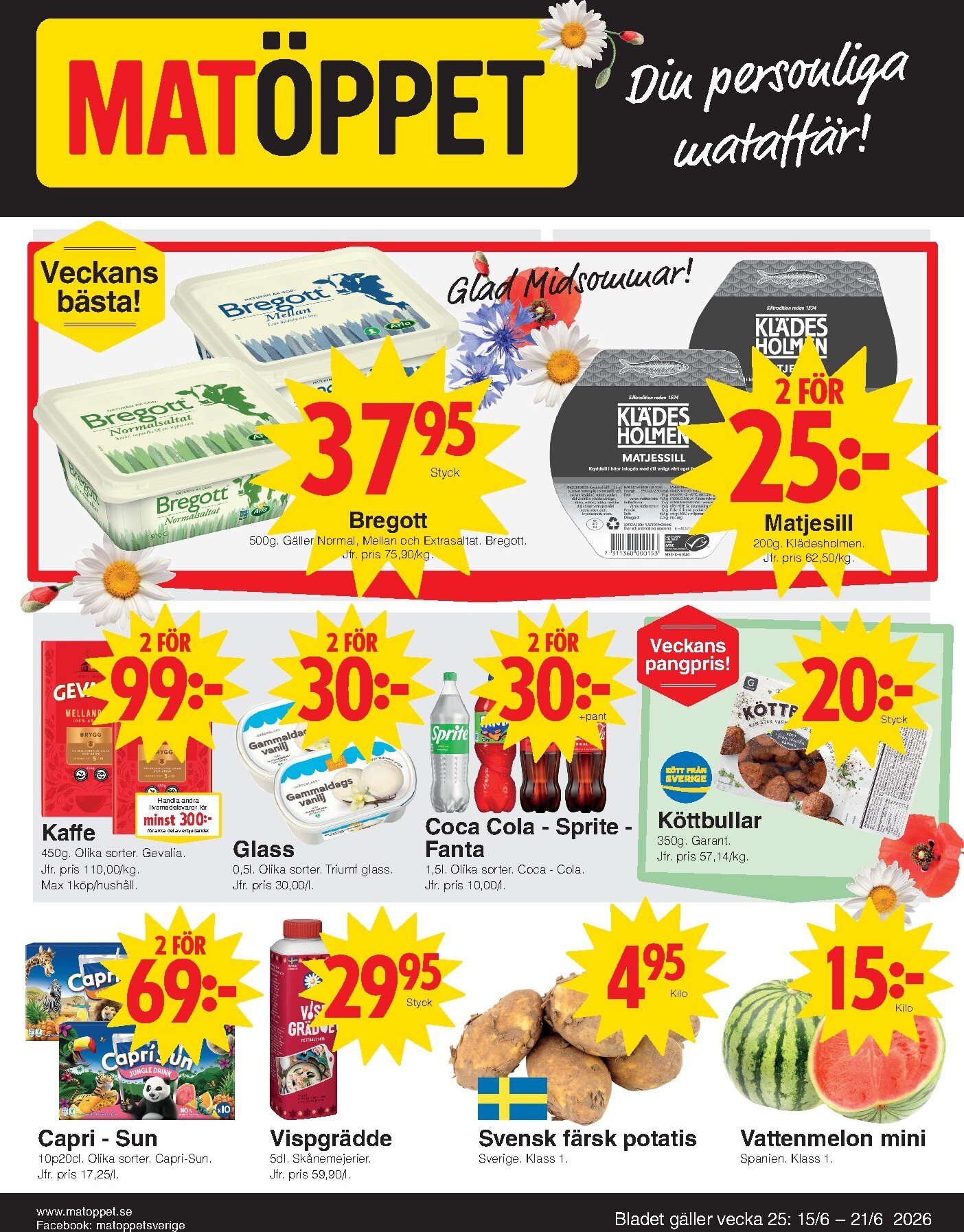 matoppet - Aktuellt Matöppet reklamblad från måndag, 15/06/2026 till söndag, 21/06/2026 - page: 1