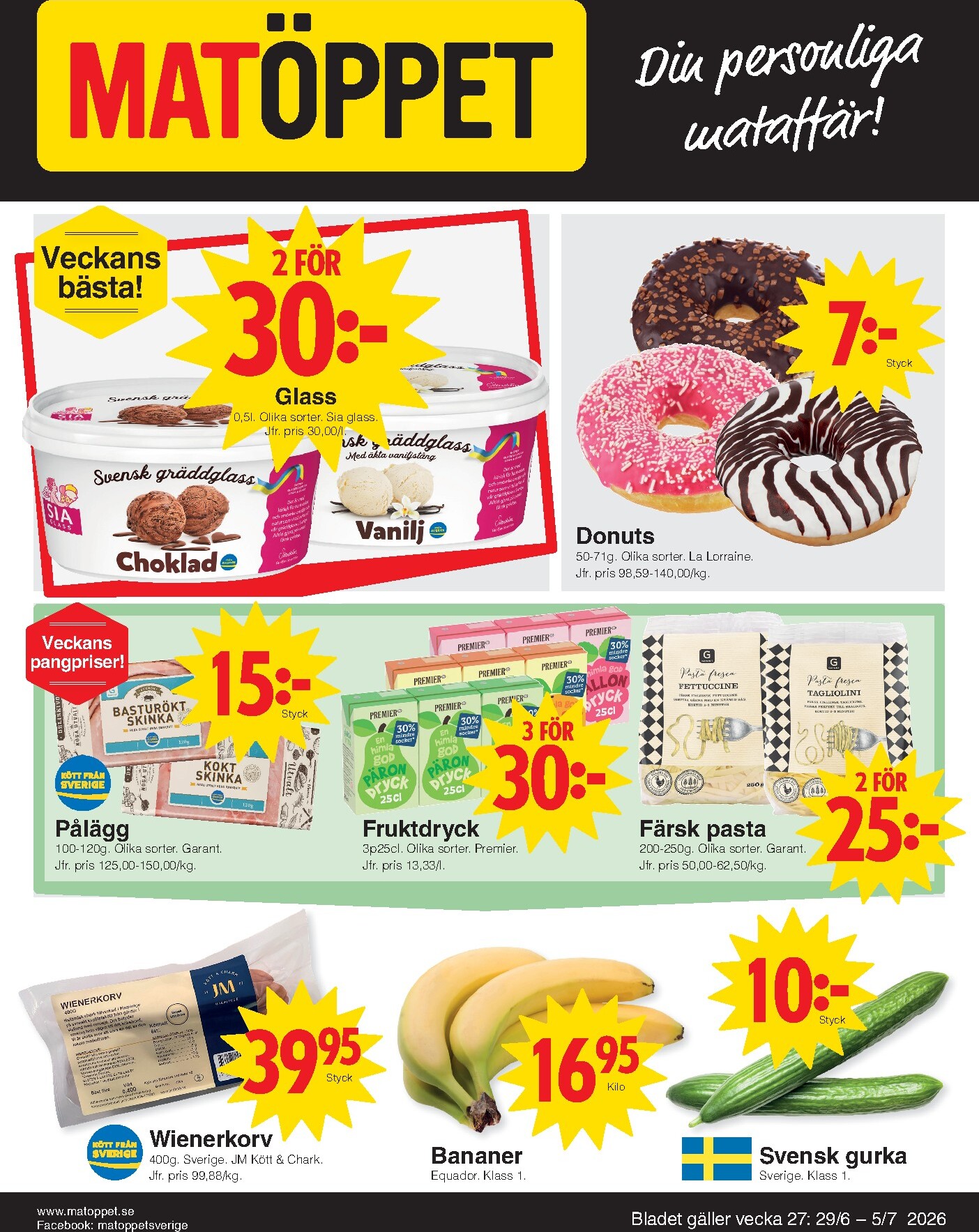 matoppet - Aktuellt Matöppet reklamblad från måndag, 29/06/2026 till söndag, 05/07/2026 - page: 1