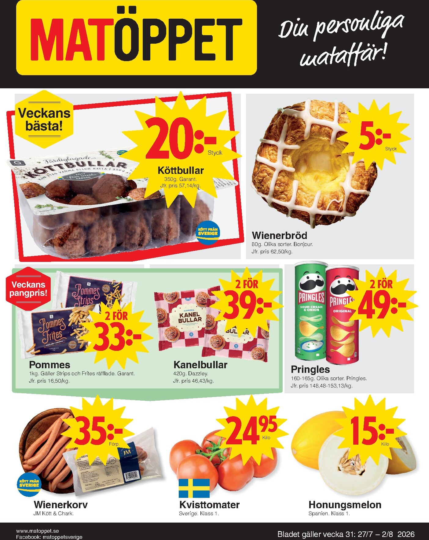 matoppet - Aktuellt Matöppet reklamblad från måndag, 27/07/2026 till söndag, 02/08/2026