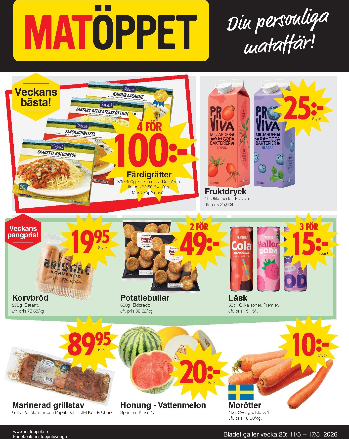 matoppet - Aktuellt Matöppet reklamblad giltigt från måndag 11/05/2026 till söndag 17/05/2026 - page: 1