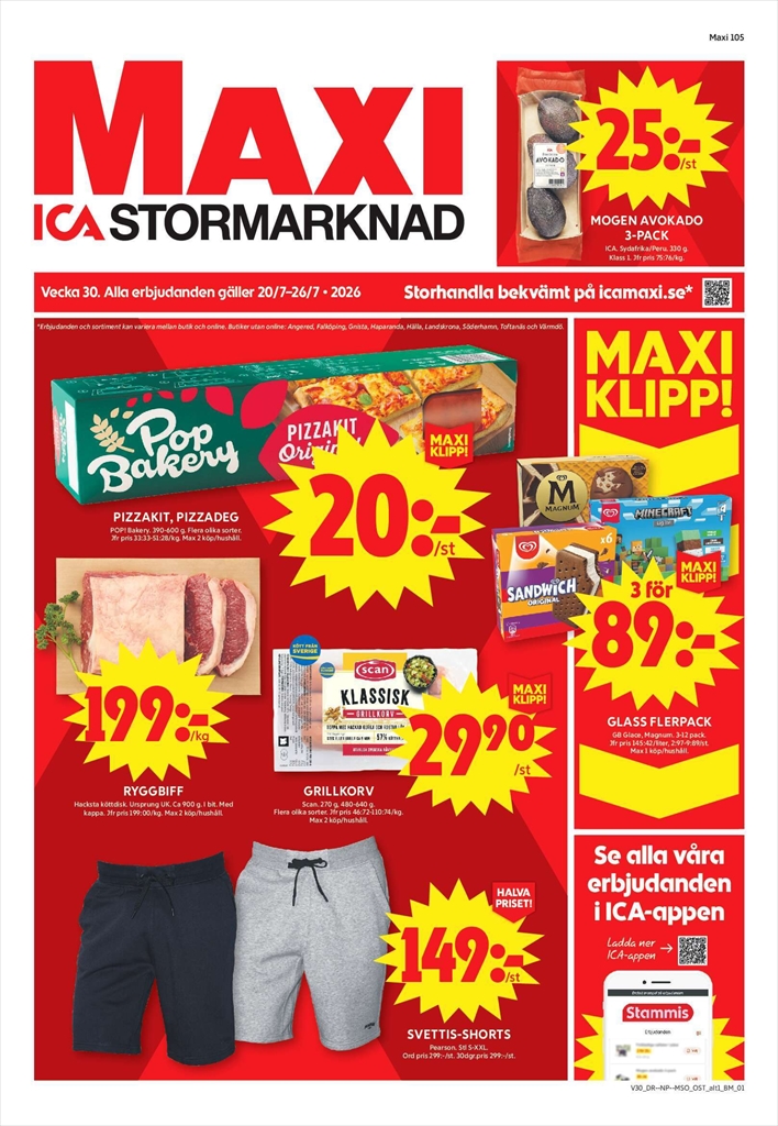 ica-maxi - Aktuellt ICA Maxi reklamblad från måndag, 20/07/2026 till söndag, 26/07/2026