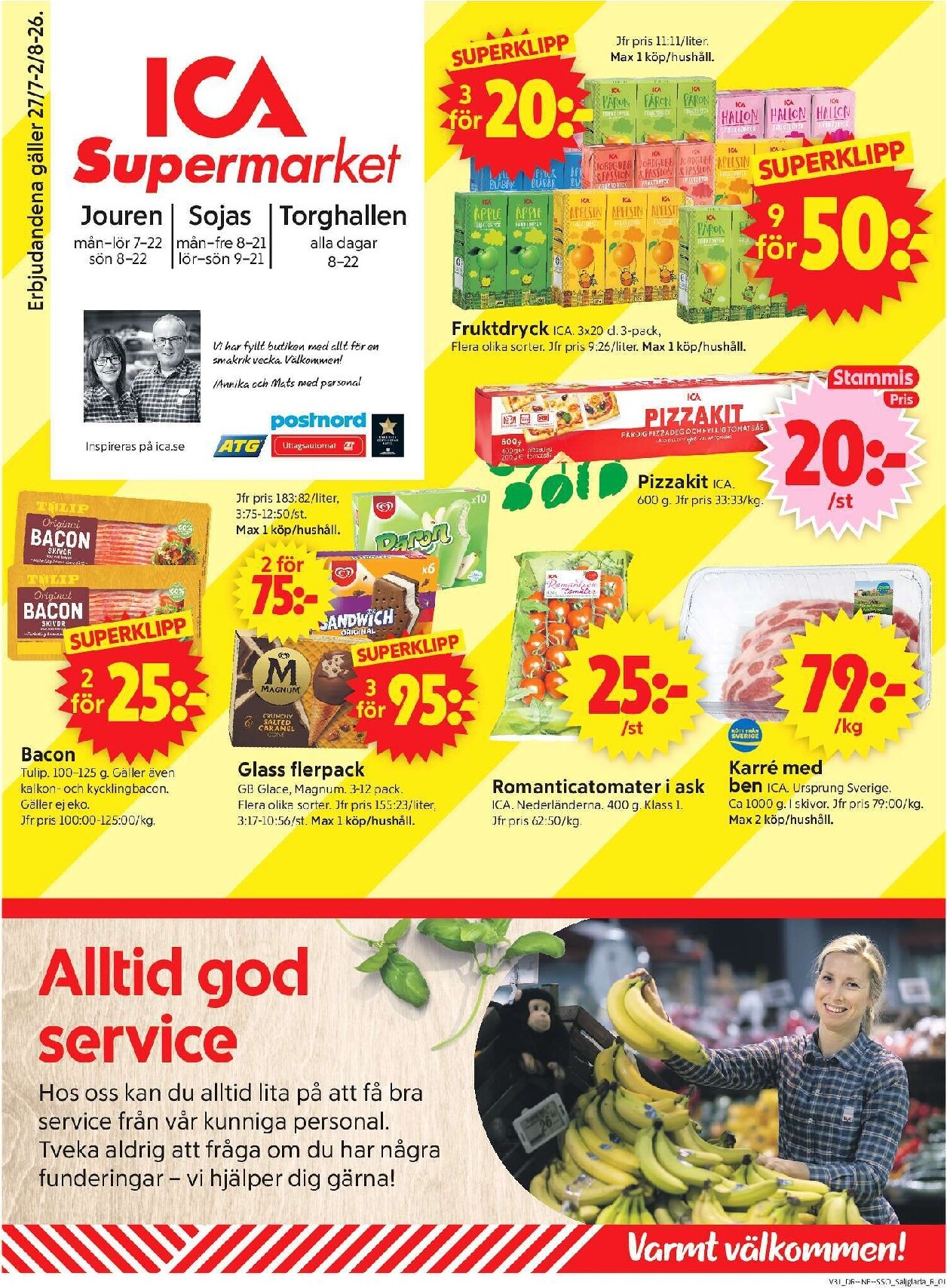ica-supermarket - Aktuellt ICA Supermarket reklamblad från måndag, 27/07/2026 till söndag, 02/08/2026
