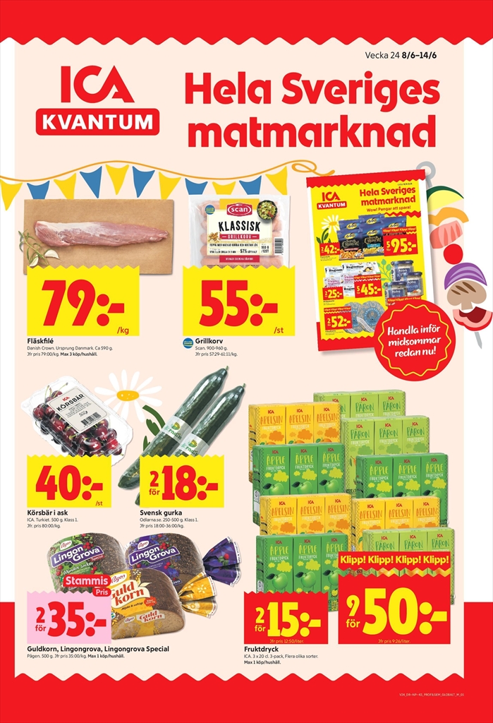 ica-kvantum - Aktuellt ICA Kvantum reklamblad från måndag, 08/06/2026 till söndag, 14/06/2026