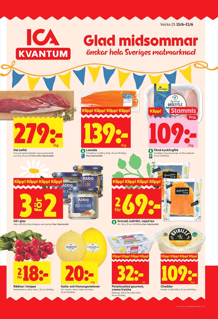 ica-kvantum - Aktuellt ICA Kvantum reklamblad från måndag, 15/06/2026 till söndag, 21/06/2026 - page: 1