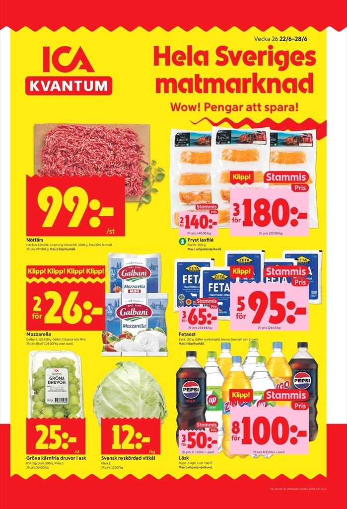 ica-kvantum - Aktuellt ICA Kvantum reklamblad från måndag, 22/06/2026 till söndag, 28/06/2026