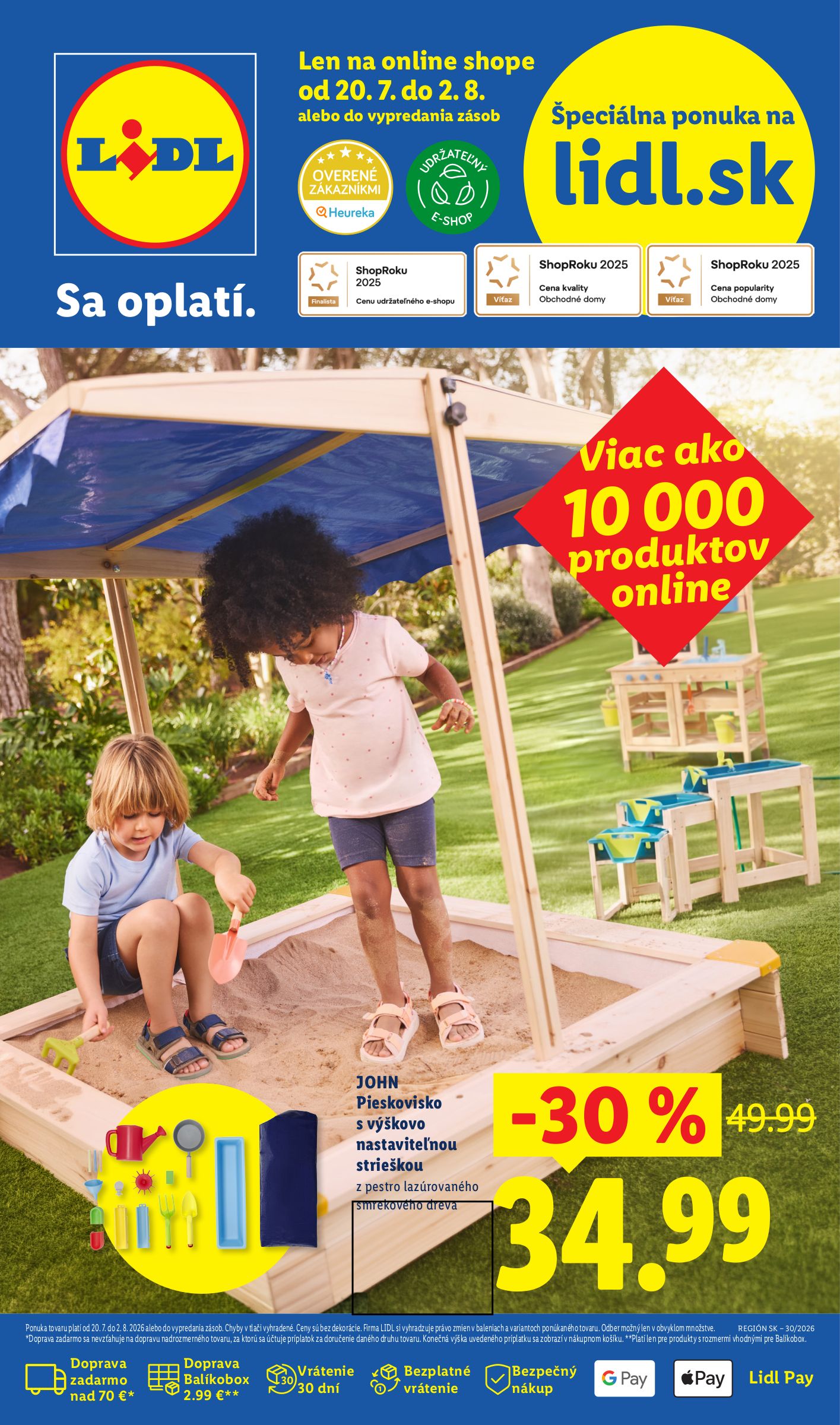 lidl - Aktuálny Lidl.sk leták od pondelka, 20.07.2026 do nedele, 02.08.2026
