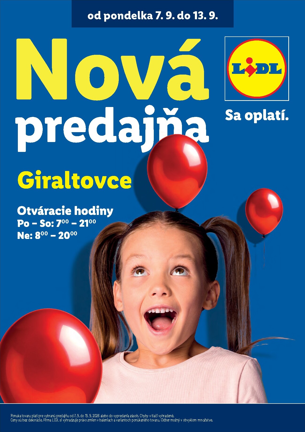 lidl - Aktuálny Lidl - Nová predajňa v Giraltovce leták od pondelka, 07.09.2026 do nedele, 13.09.2026