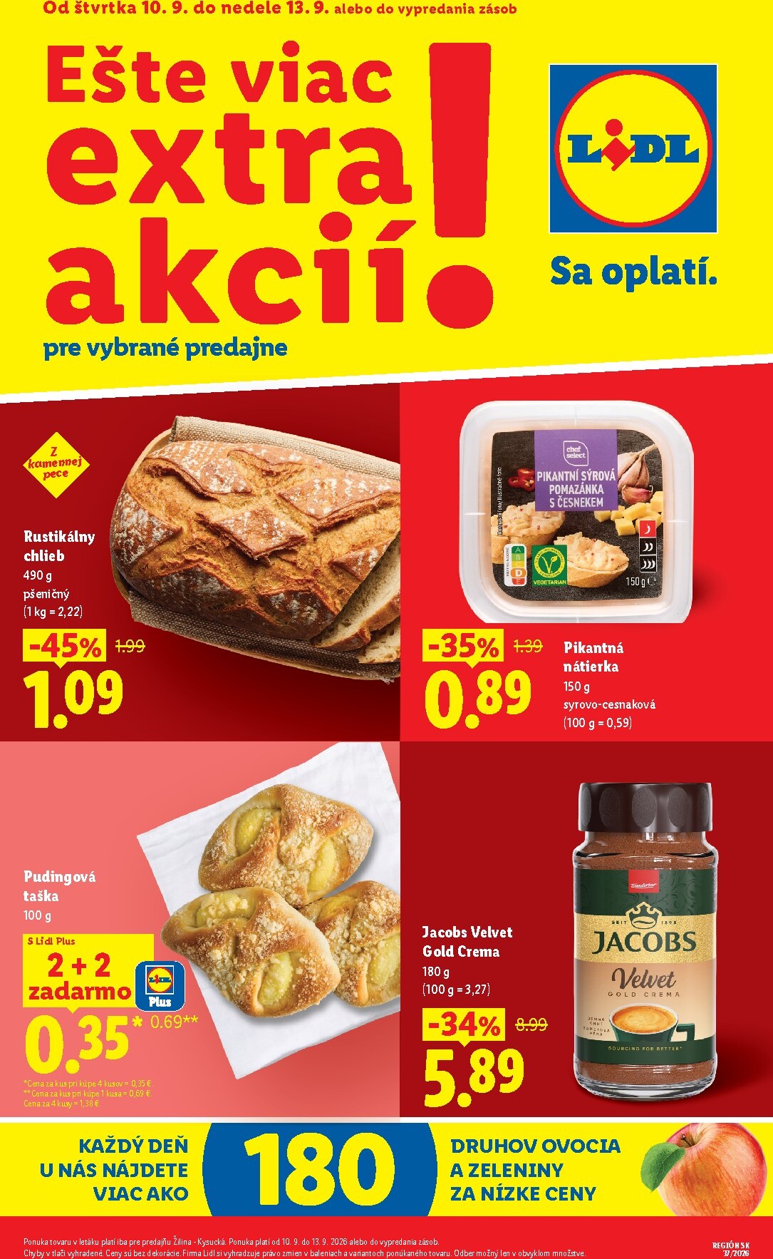lidl - Aktuálny Lidl - Ešte viac extra akcií leták od štvrtka, 10.09.2026 do nedele, 13.09.2026