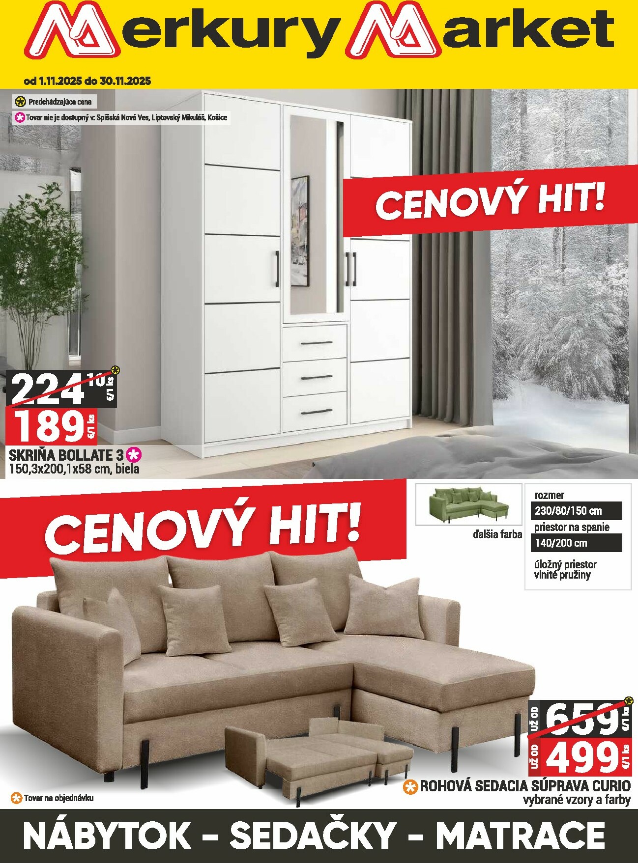merkury-market - Leták Merkury Market - Nábytok, sedačky, matrace platný od 01.11. do 30.11.