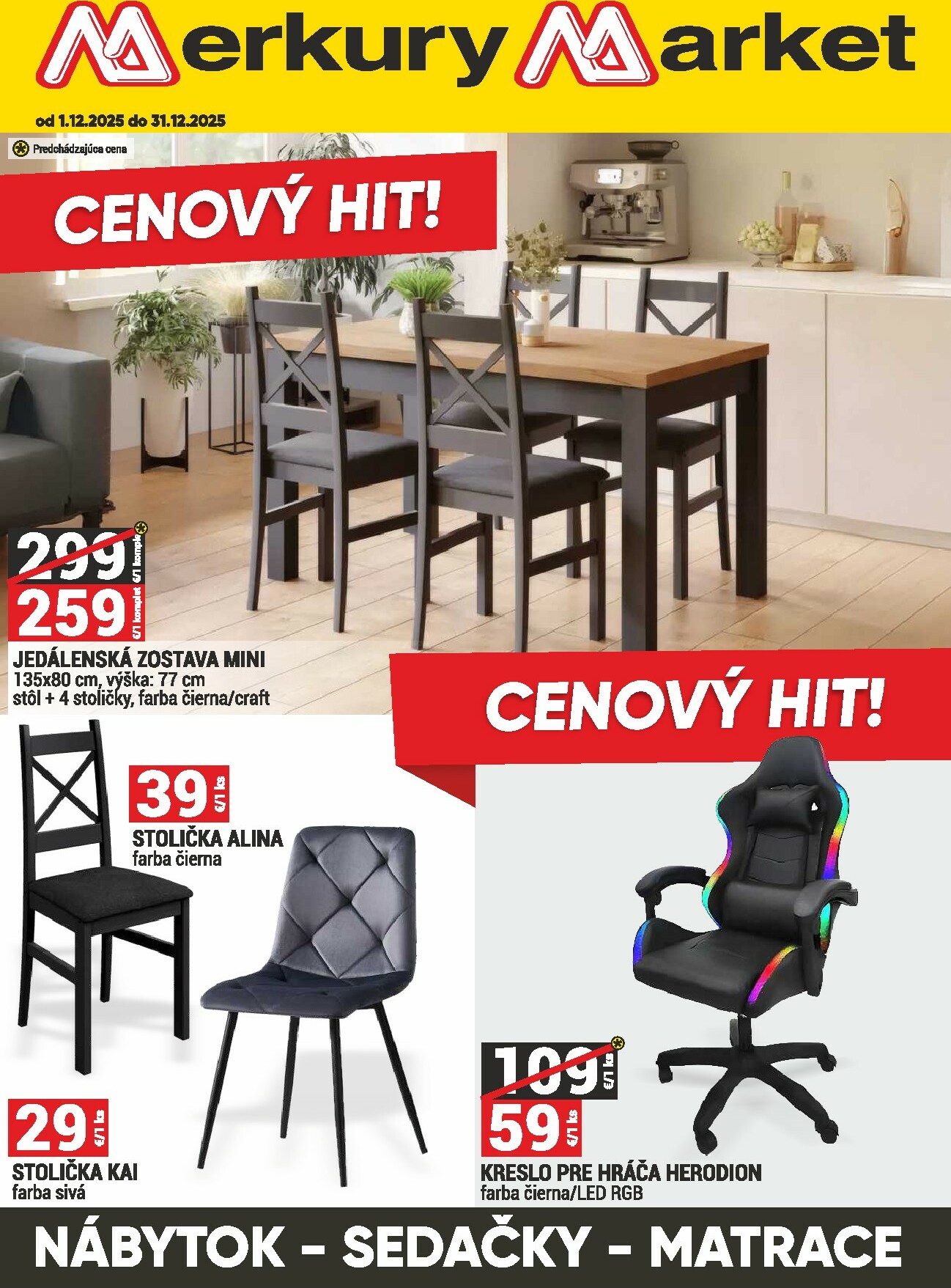 merkury-market - Leták Merkury Market - Nábytok, sedačky, matrace platný od 01.12. do 31.12.