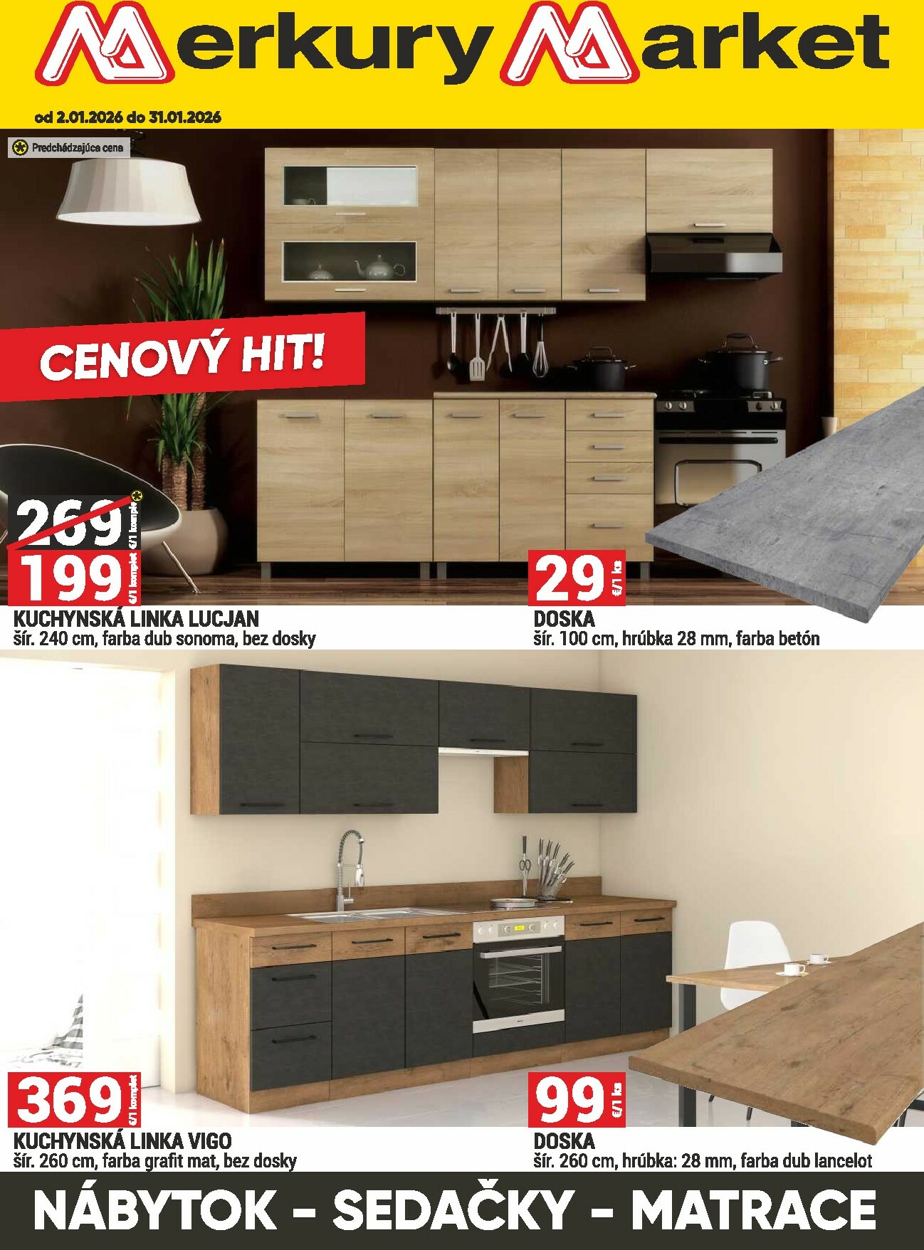 merkury-market - Leták Merkury Market - Nábytok, sedačky, matrace platný od 02.01. do 31.01.