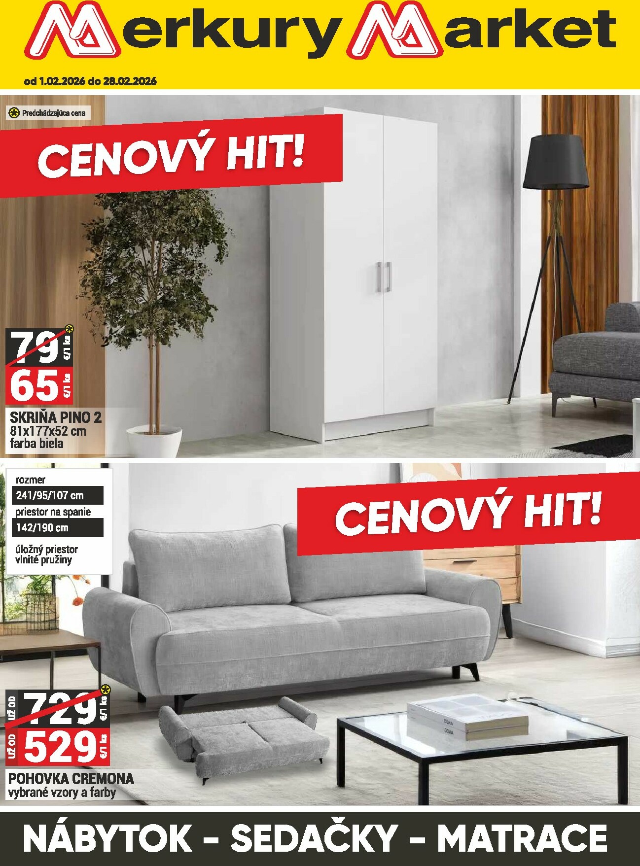 merkury-market - Leták Merkury Market - Nábytok, sedačky, matrace platný od 01.02.2026 do 28.02.2026