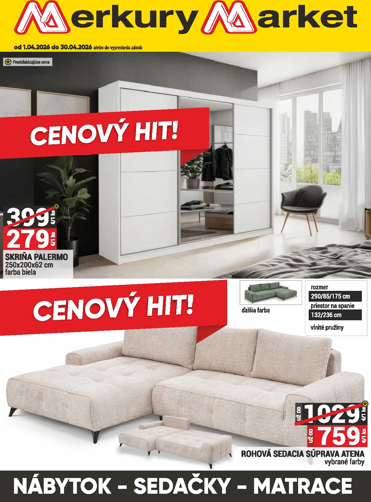 merkury-market - Leták Merkury Market - Nábytok, sedačky, matrace platný od 01.04.2026 do 30.04.2026