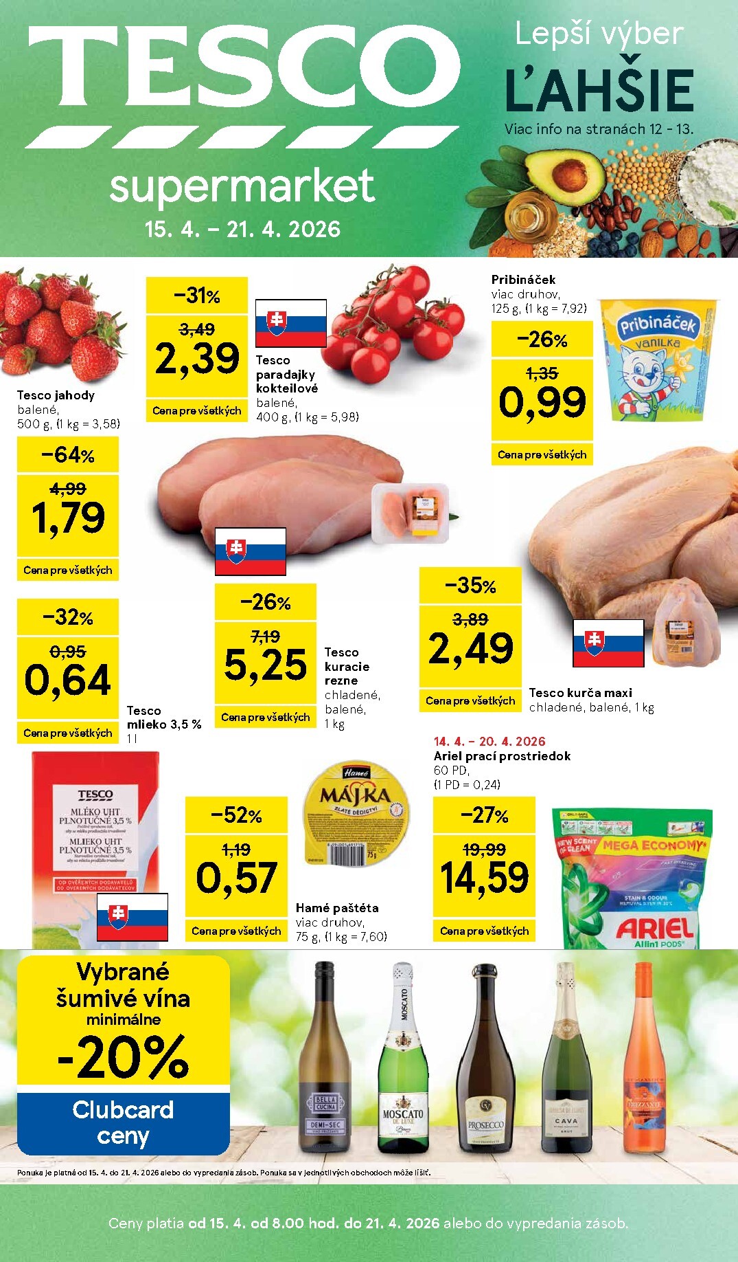 tesco - Nový leták Tesco supermarket platný od stredy, 15.04.2026 do utorka, 21.04.2026