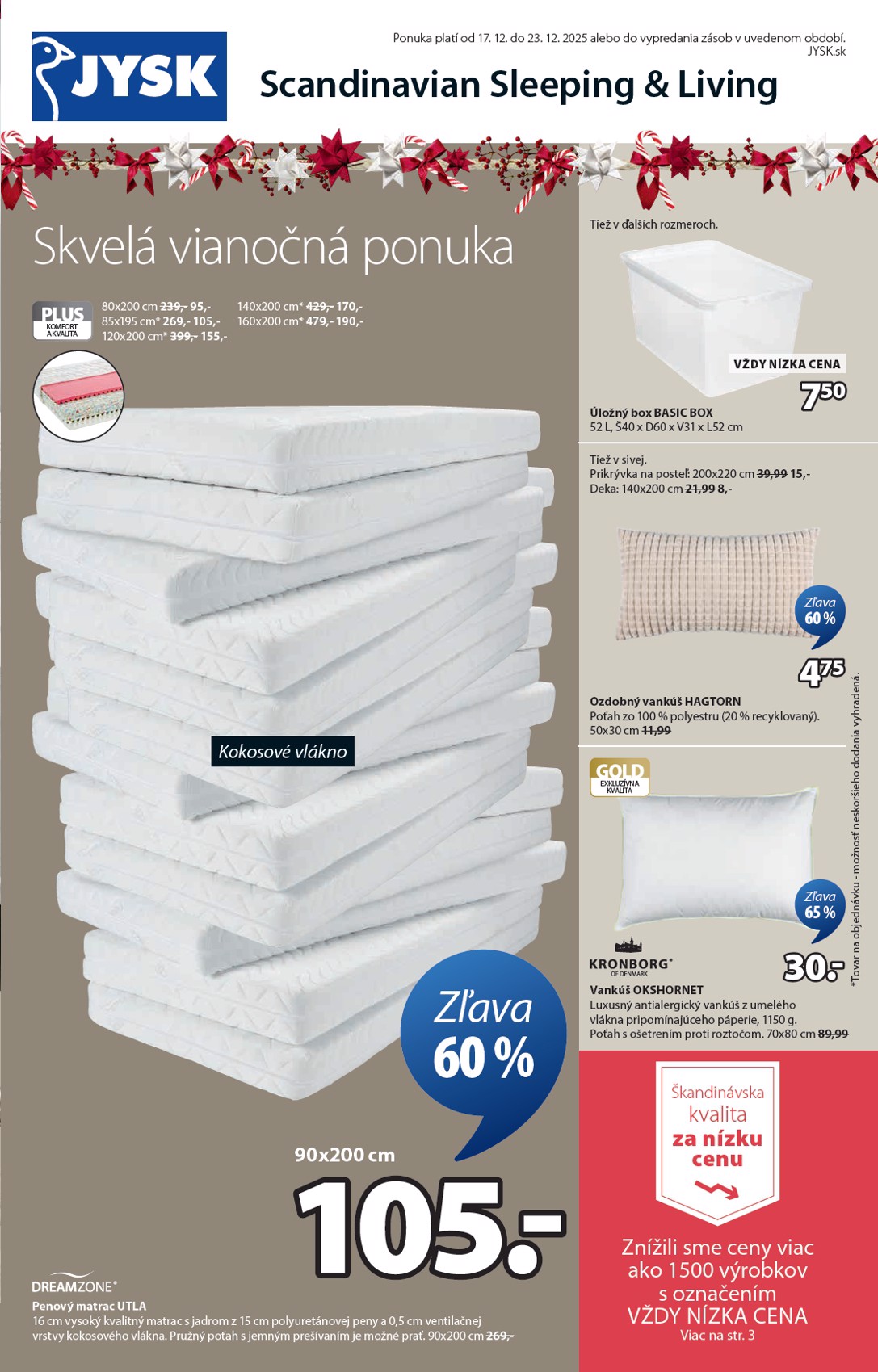 jysk - Leták Jysk platný od 17.12. do 23.12.