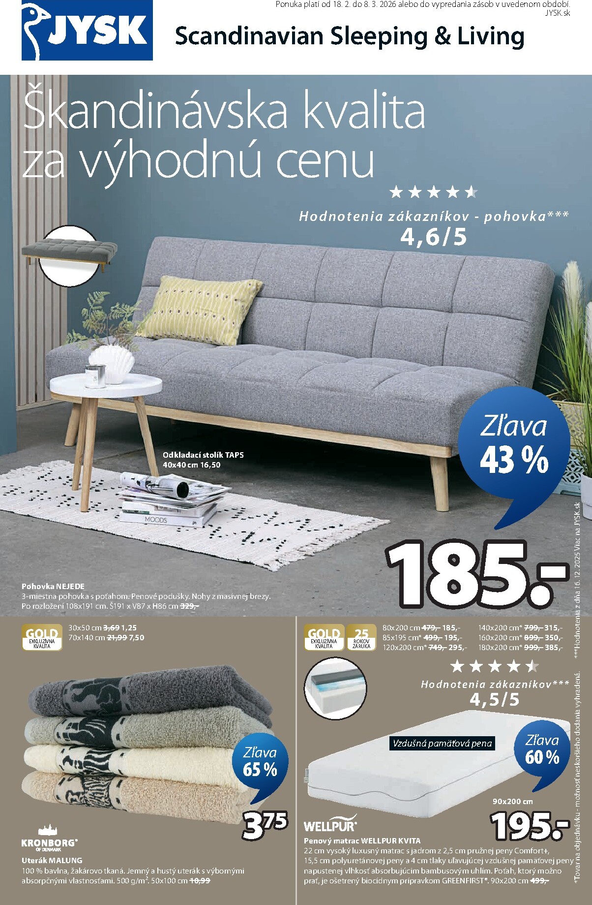 jysk - Leták Jysk platný od 18.02.2026 do 08.03.2026 - page: 1