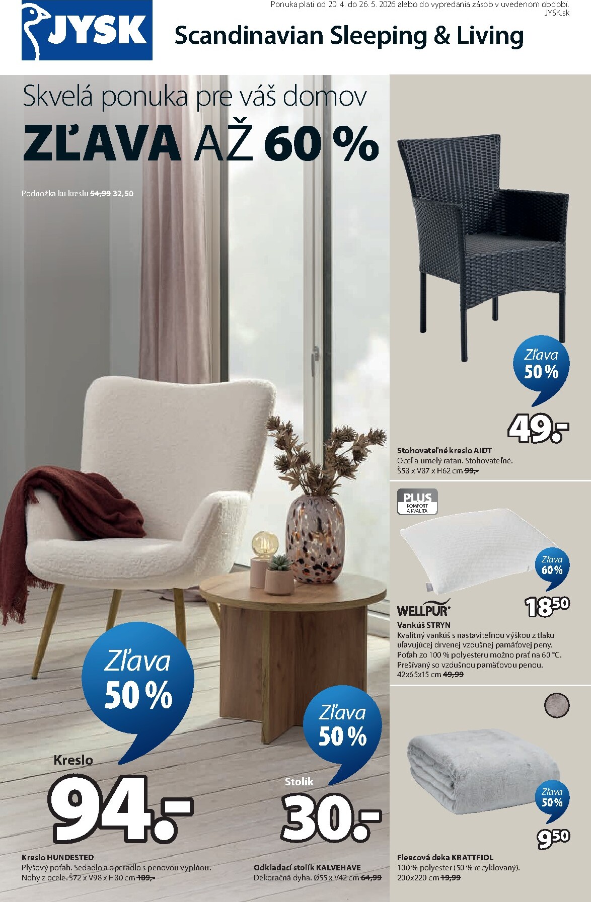 jysk - Aktuálny leták Jysk od pondelka, 20.04.2026 do utorka, 26.05.2026 - page: 1