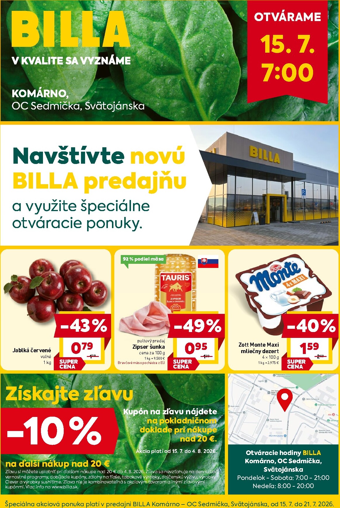 billa - Aktuálny Billa - Komárno leták od stredy, 15.07.2026 do utorka, 21.07.2026