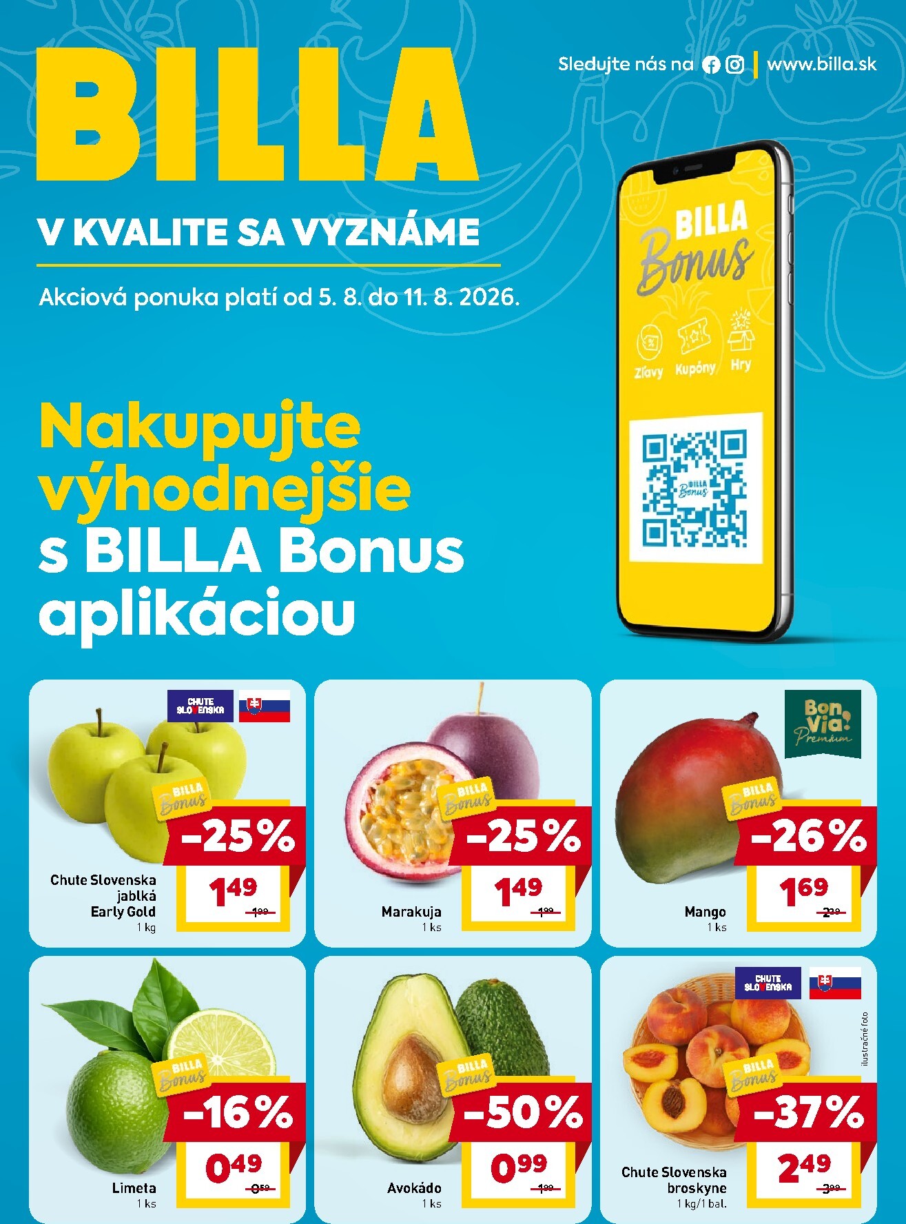billa - Aktuálny Billa - Bonus aplikácie leták od stredy, 05.08.2026 do utorka, 11.08.2026