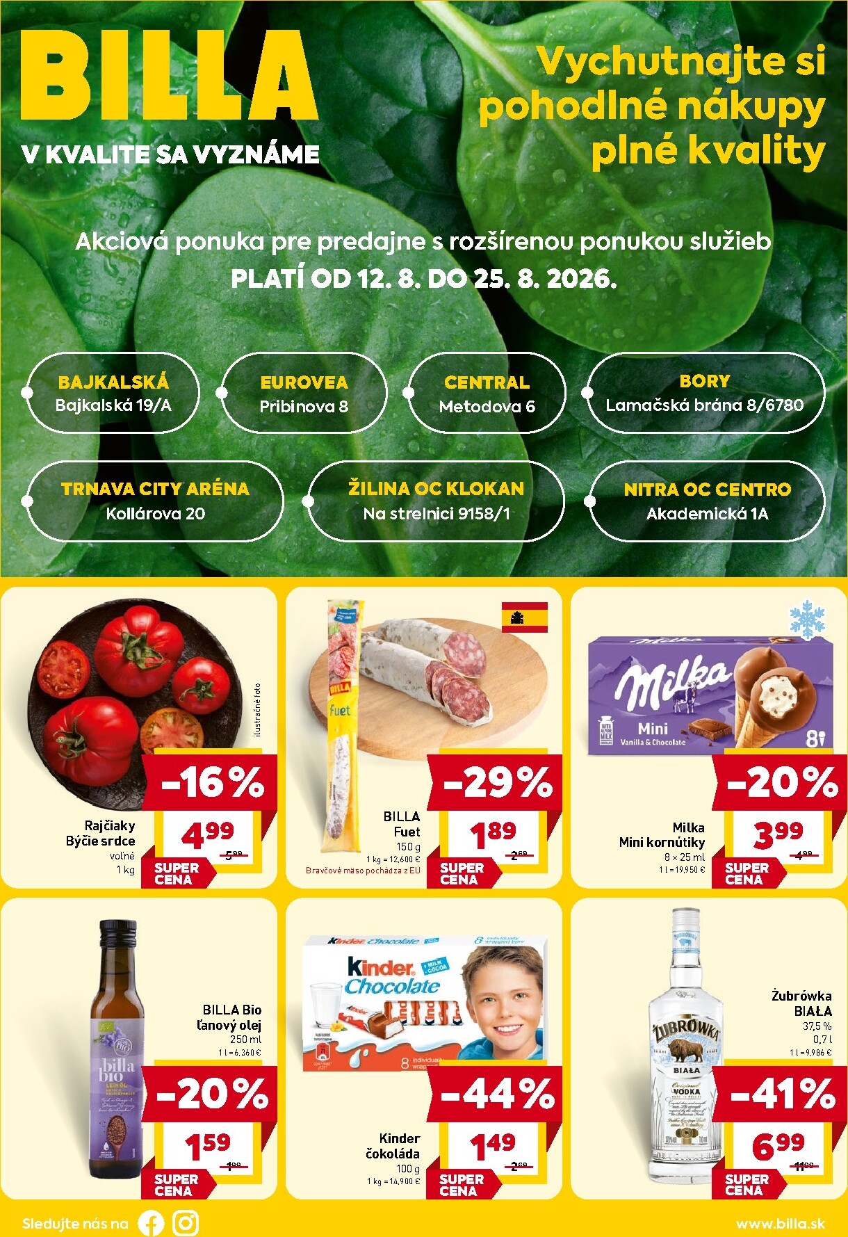 billa - Aktuálny Billa - Katalóg Premium leták od stredy, 12.08.2026 do utorka, 25.08.2026