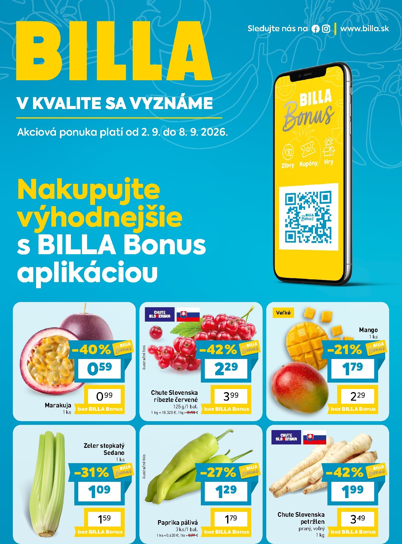 billa - Nový Billa - Bonus leták leták od stredy, 02.09.2026 do utorka, 08.09.2026