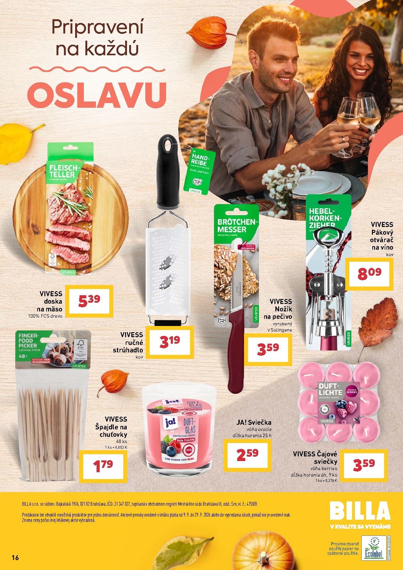 billa - Aktuálny Billa - Katalóg Feast & Wine leták od stredy, 09.09.2026 do utorka, 29.09.2026 - page: 16
