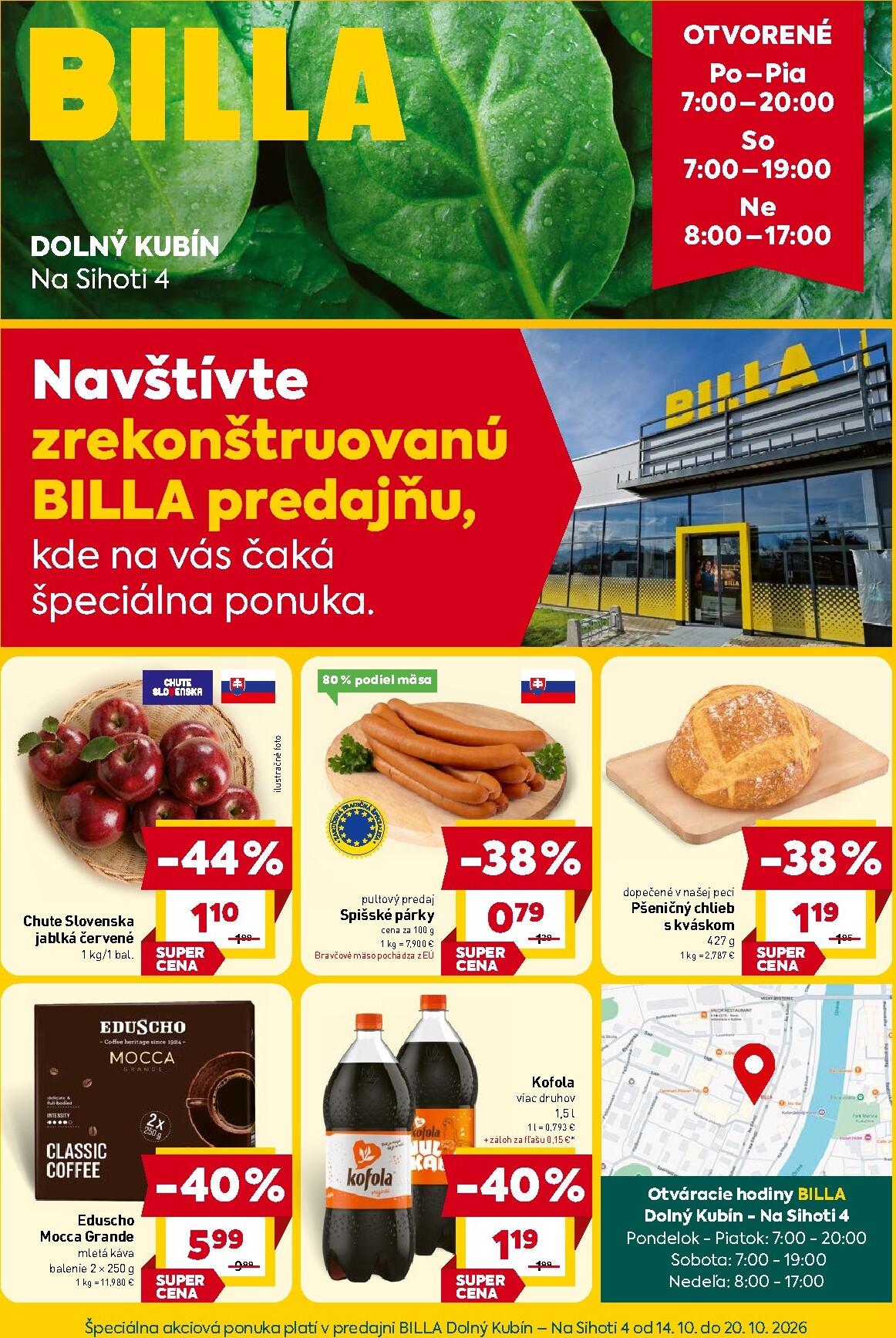 billa - Nový Billa - Dolný Kubín, Na Sihoti 4 leták od stredy, 14.10.2026 do utorka, 20.10.2026 - page: 1