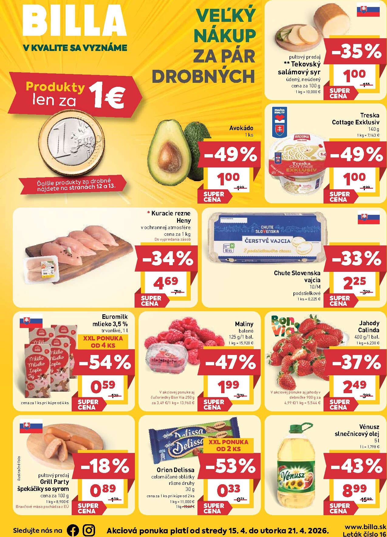 billa - Aktuálny leták Billa od stredy, 15.04.2026 do utorka, 21.04.2026