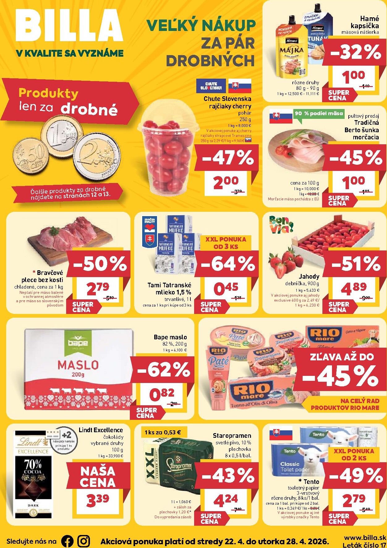 billa - Nový leták Billa od stredy, 22.04.2026 do utorka, 28.04.2026 - page: 1