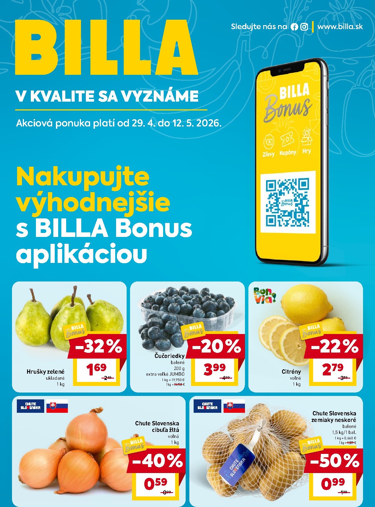 billa - Nový leták Billa - Bonus leták od stredy, 29.04.2026 do utorka, 12.05.2026