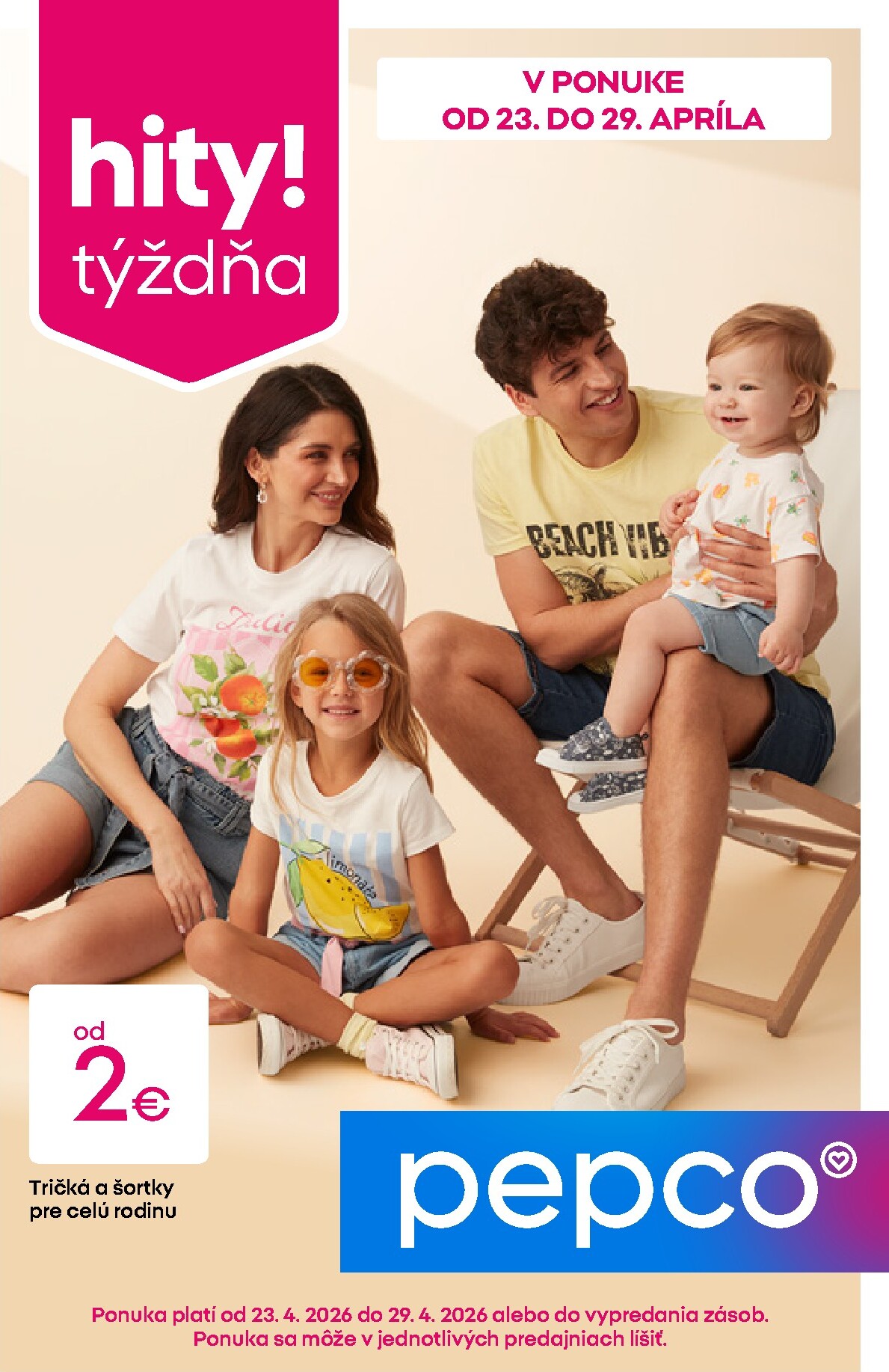 pepco - Aktuálny leták Pepco - Tričká a šortky od štvrtka, 23.04.2026 do stredy, 29.04.2026