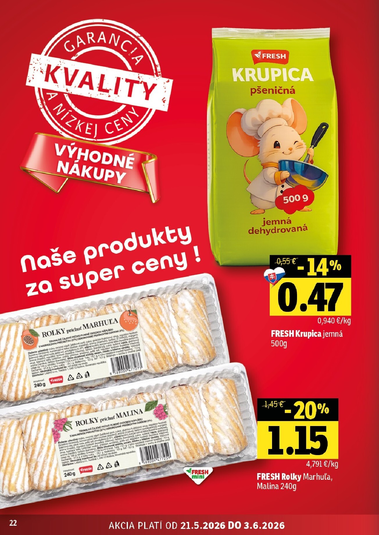 fresh - Nový Fresh - Stredné a západné Slovensko leták od štvrtka, 21.05.2026 do stredy, 03.06.2026 - page: 22