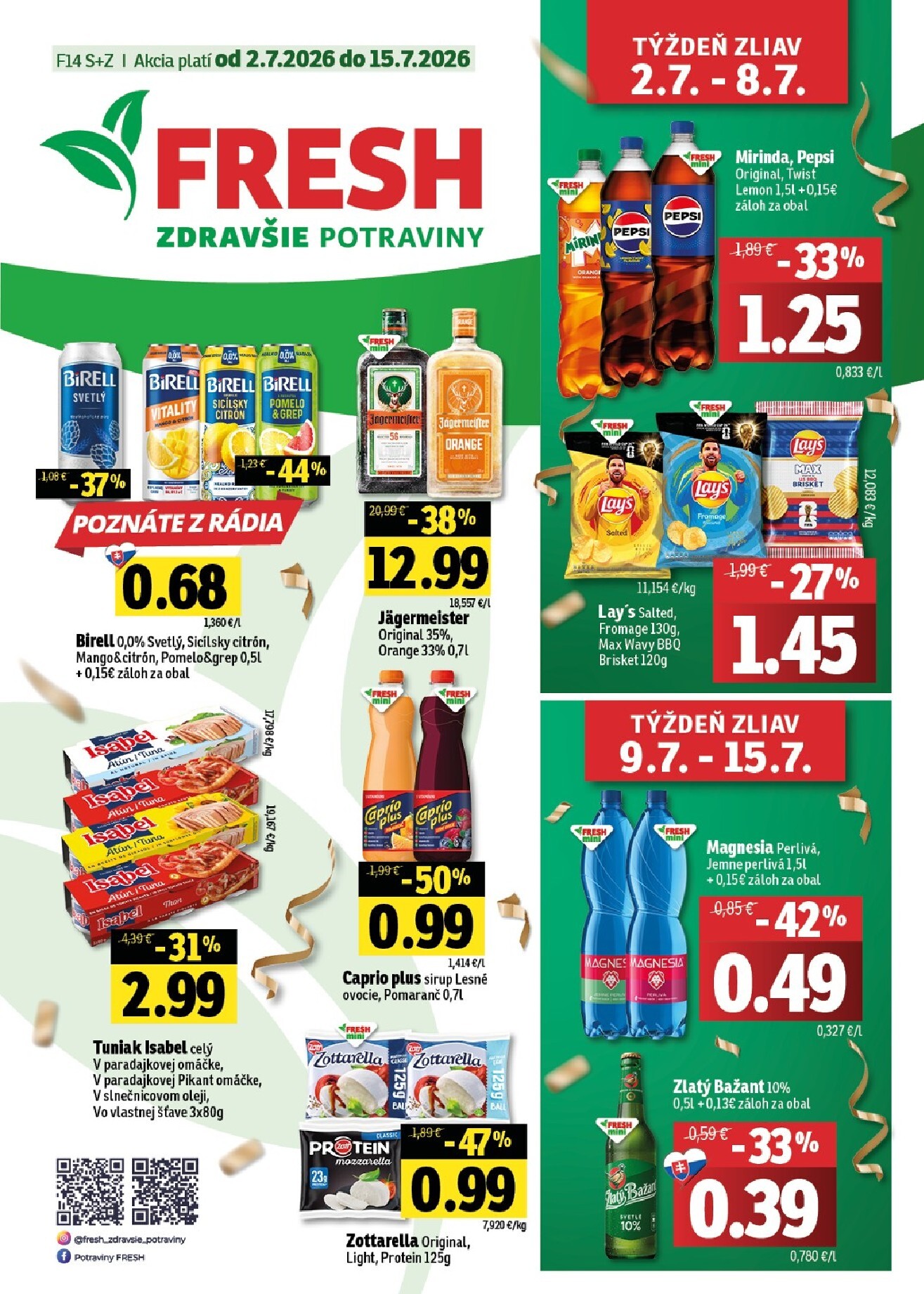 fresh - Nový Fresh - Stredné a západné Slovensko leták od štvrtka, 02.07.2026 do stredy, 15.07.2026