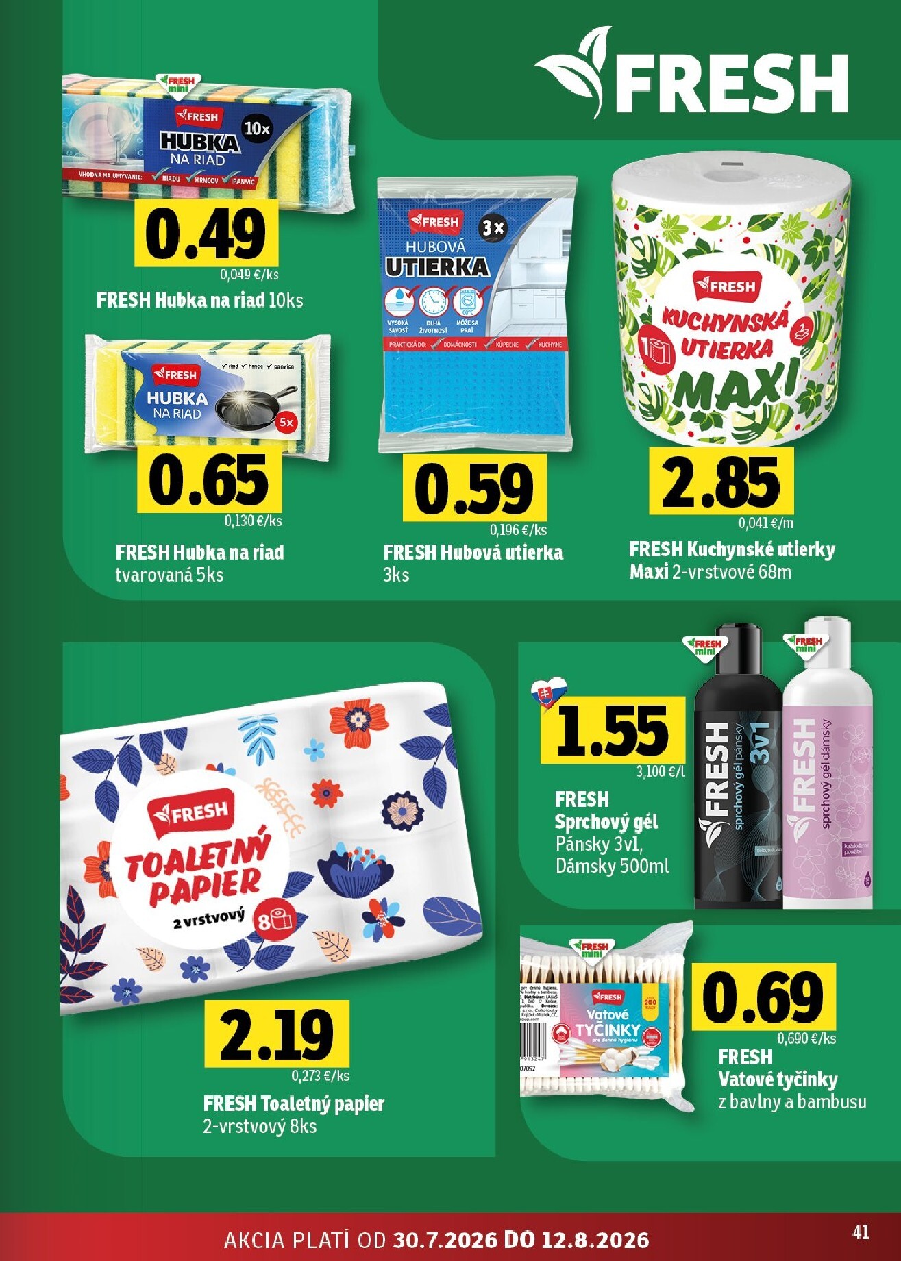 fresh - Nový Fresh - Stredné a západné Slovensko leták od štvrtka, 30.07.2026 do stredy, 12.08.2026 - page: 41