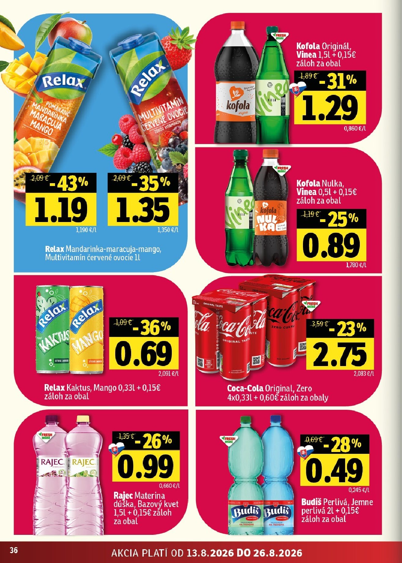 fresh - Nový Fresh - Stredné a západné Slovensko leták od štvrtka, 13.08.2026 do stredy, 26.08.2026 - page: 36