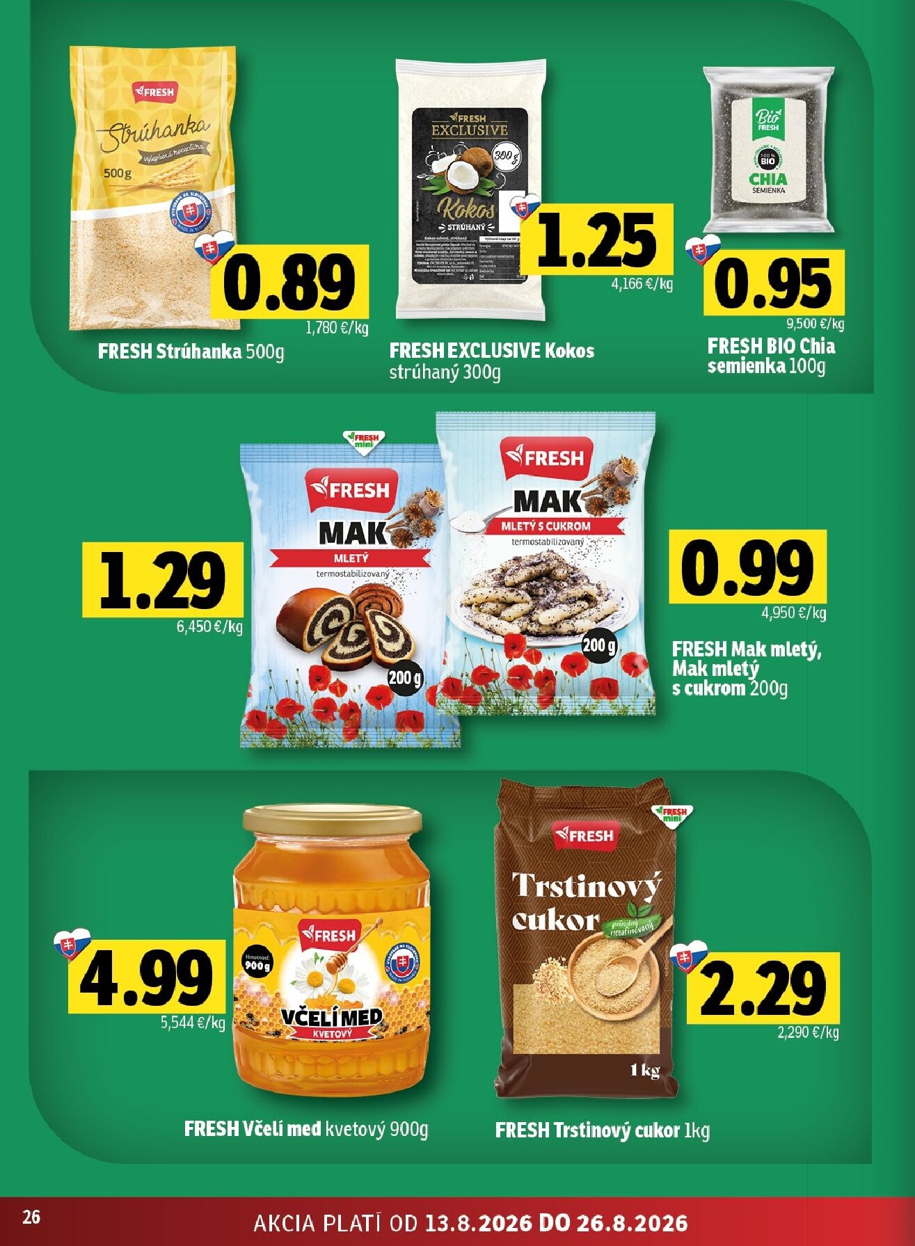 fresh - Nový Fresh - Stredné a západné Slovensko leták od štvrtka, 13.08.2026 do stredy, 26.08.2026 - page: 26