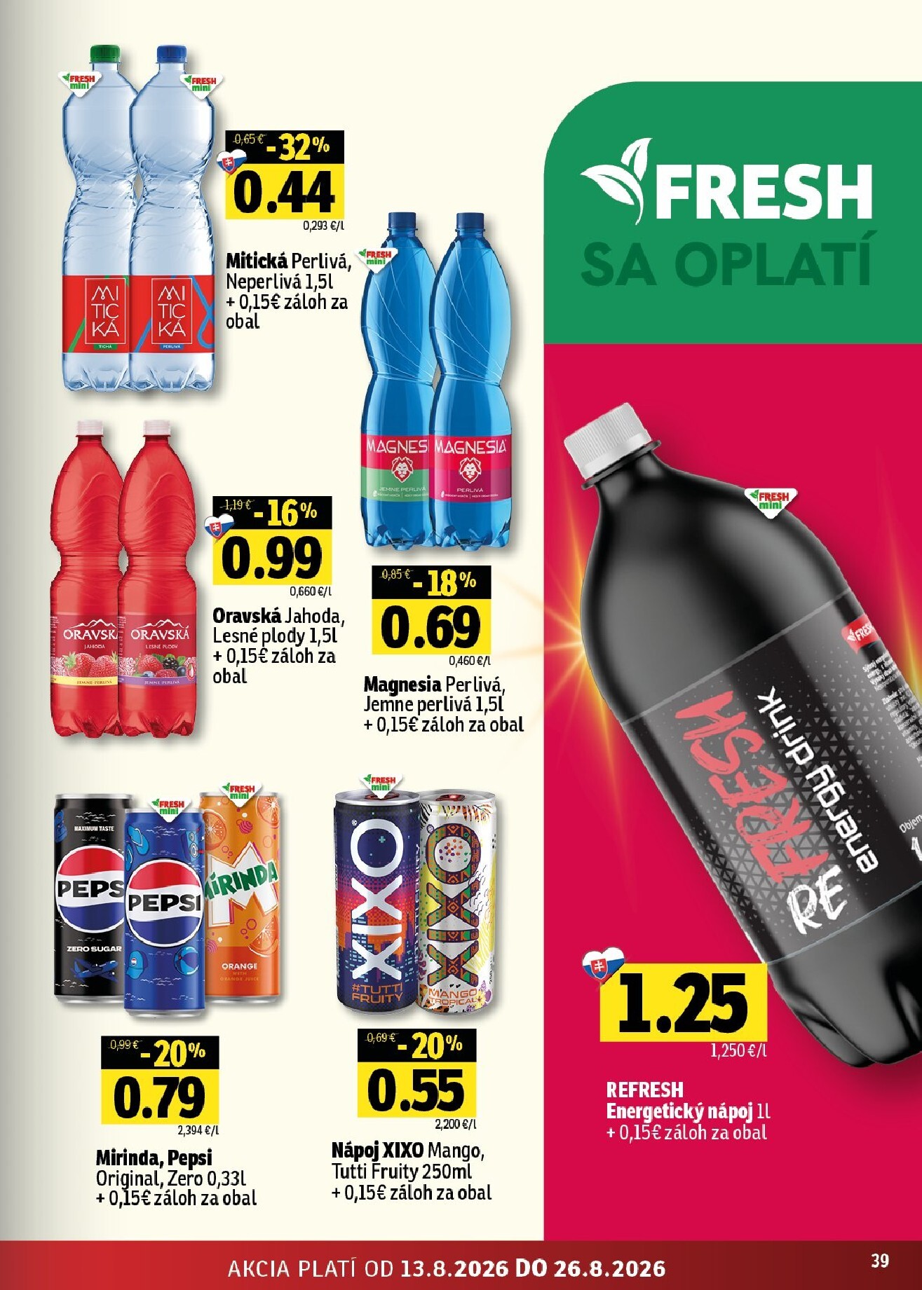 fresh - Nový Fresh - Východné Slovensko leták od štvrtka, 13.08.2026 do stredy, 26.08.2026 - page: 39