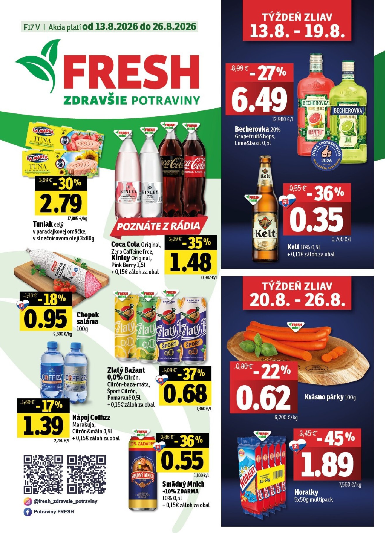 fresh - Nový Fresh - Východné Slovensko leták od štvrtka, 13.08.2026 do stredy, 26.08.2026 - page: 1