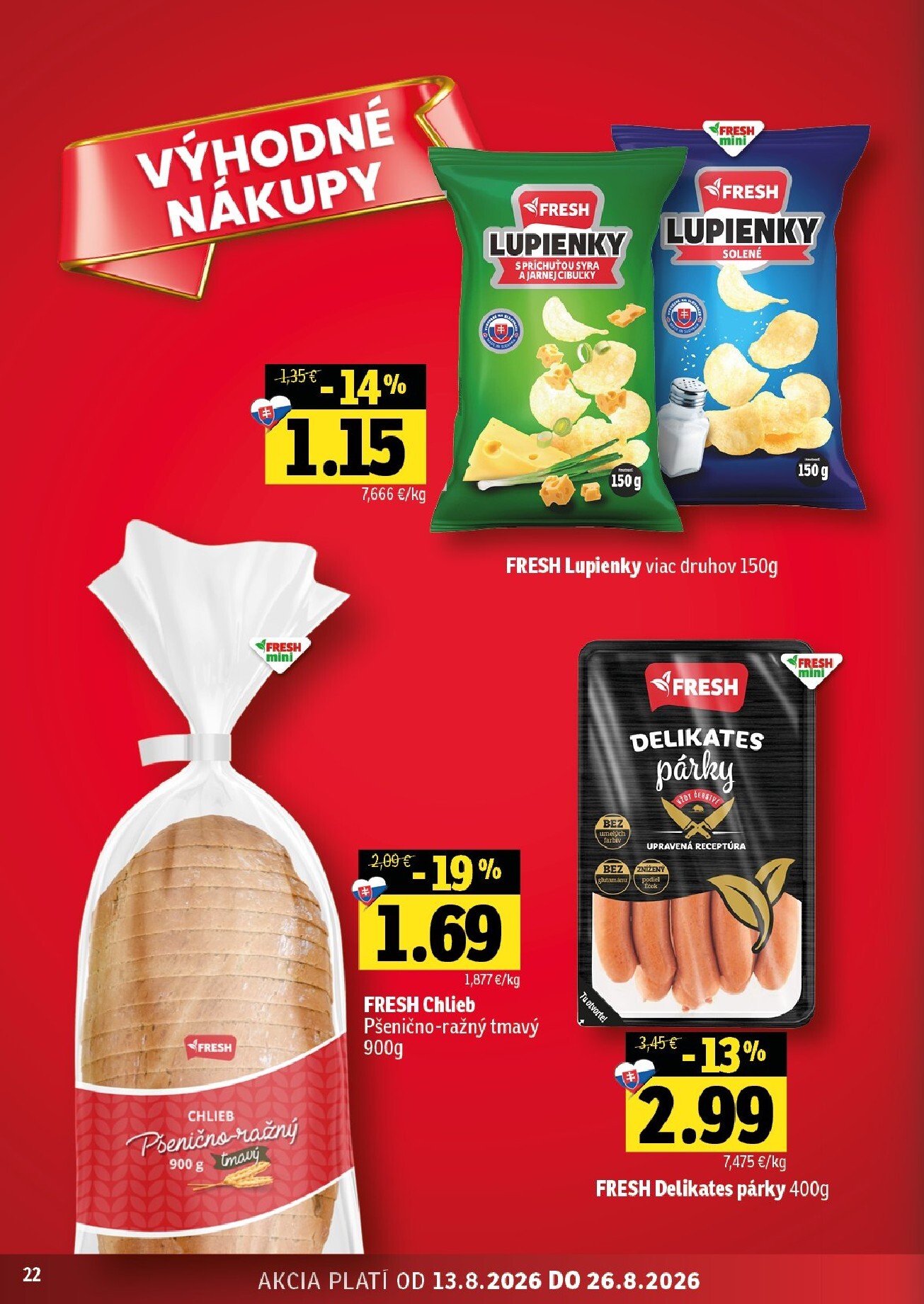 fresh - Nový Fresh - Východné Slovensko leták od štvrtka, 13.08.2026 do stredy, 26.08.2026 - page: 22