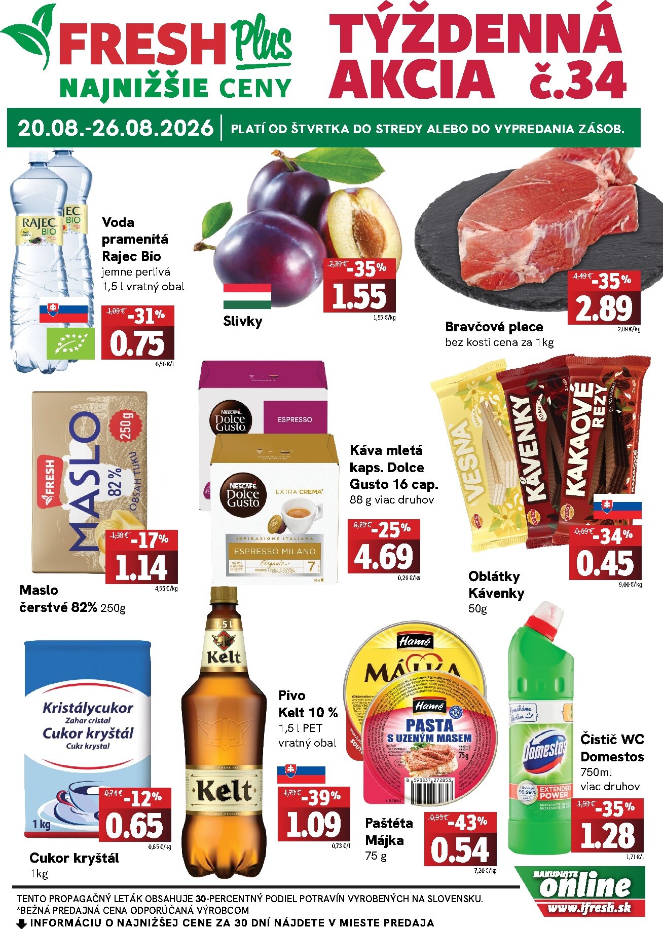 fresh - Aktuálny Fresh Plus leták od štvrtka, 20.08.2026 do stredy, 26.08.2026 - page: 1