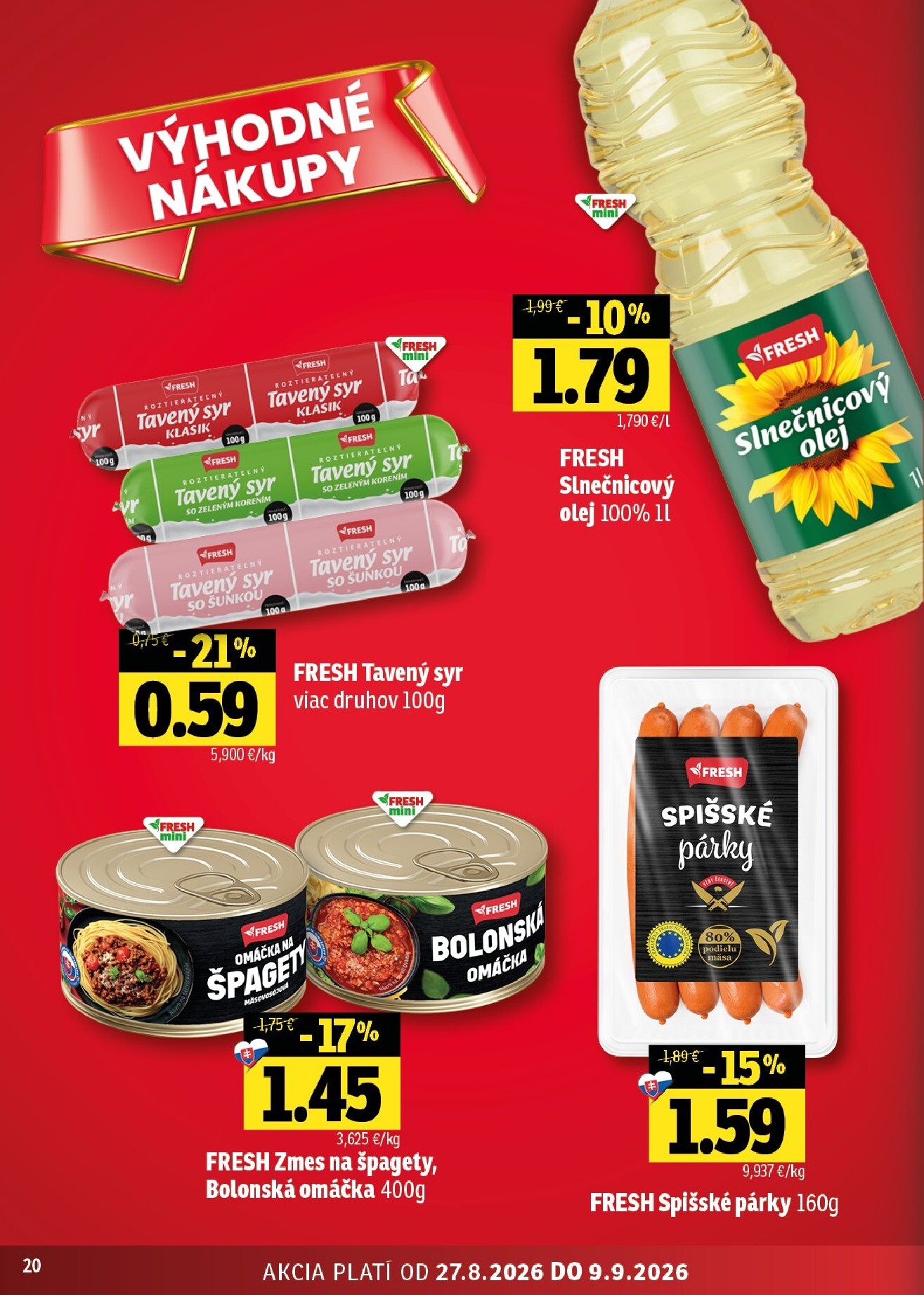 fresh - Aktuálny Fresh - Východné Slovensko leták od štvrtka, 27.08.2026 do stredy, 09.09.2026 - page: 20