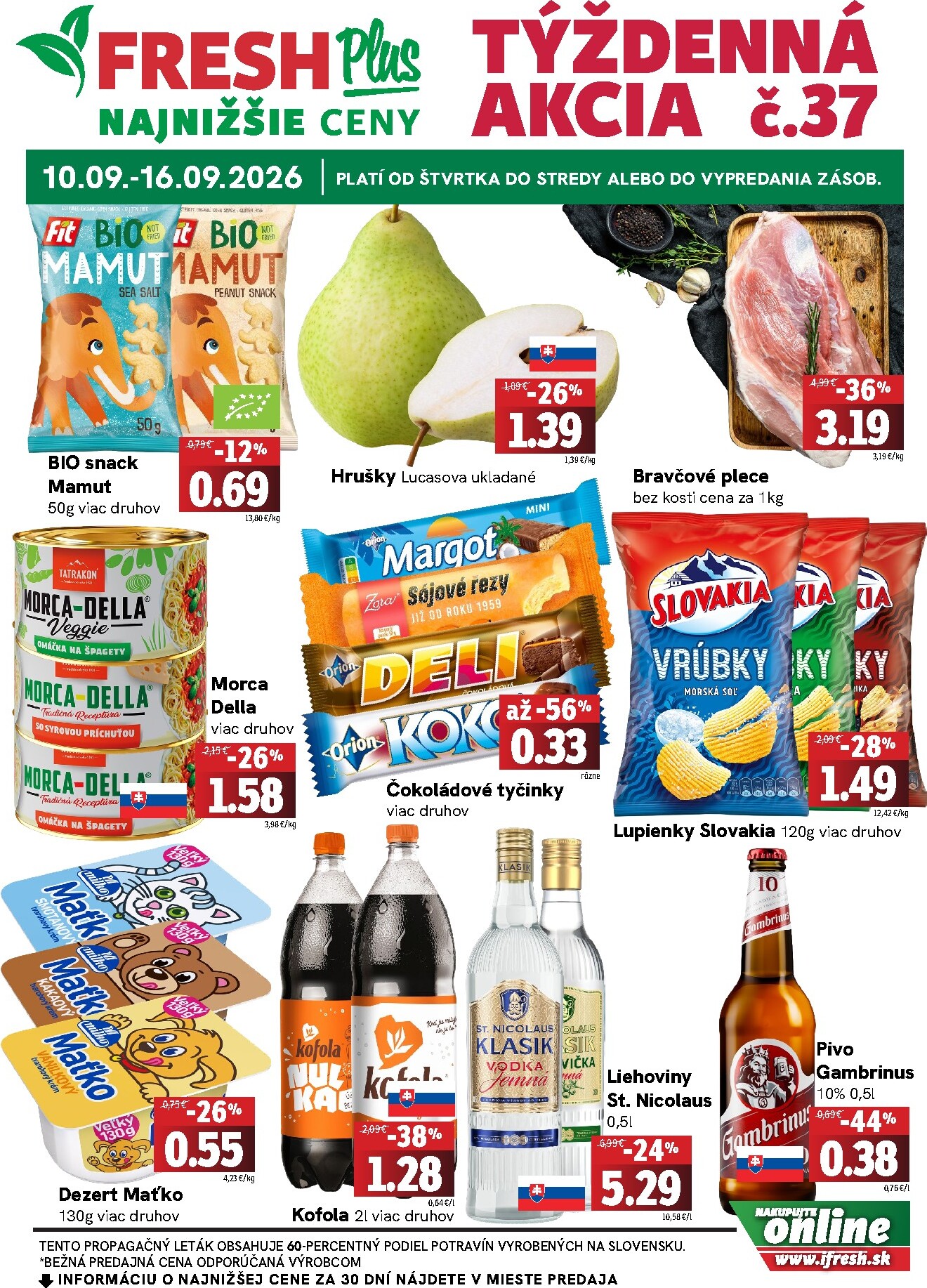 fresh - Nový Fresh - Týždenná akcia FRESH Plus leták od štvrtka, 10.09.2026 do stredy, 16.09.2026