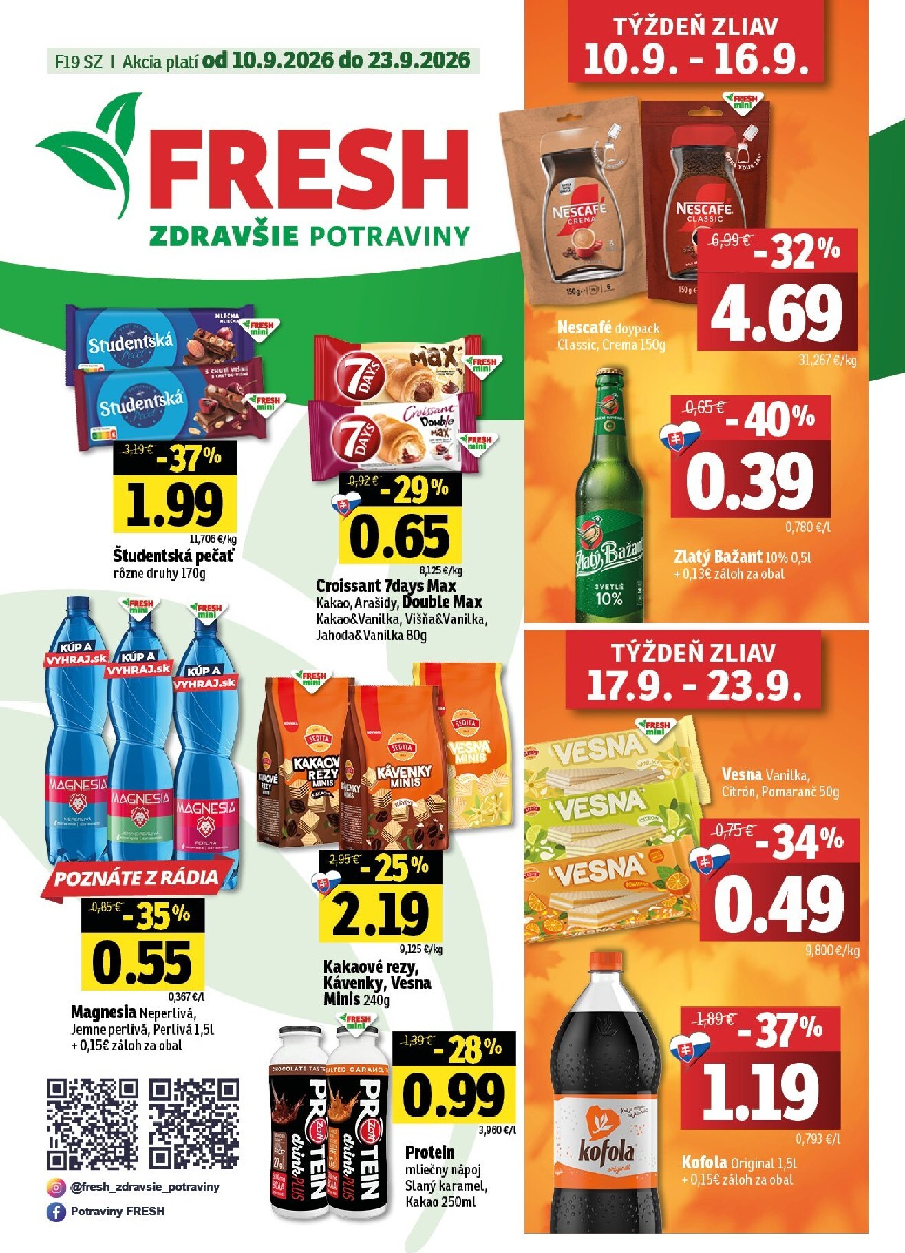 fresh - Aktuálny Fresh - Stredné a západné Slovensko leták od štvrtka, 10.09.2026 do stredy, 23.09.2026
