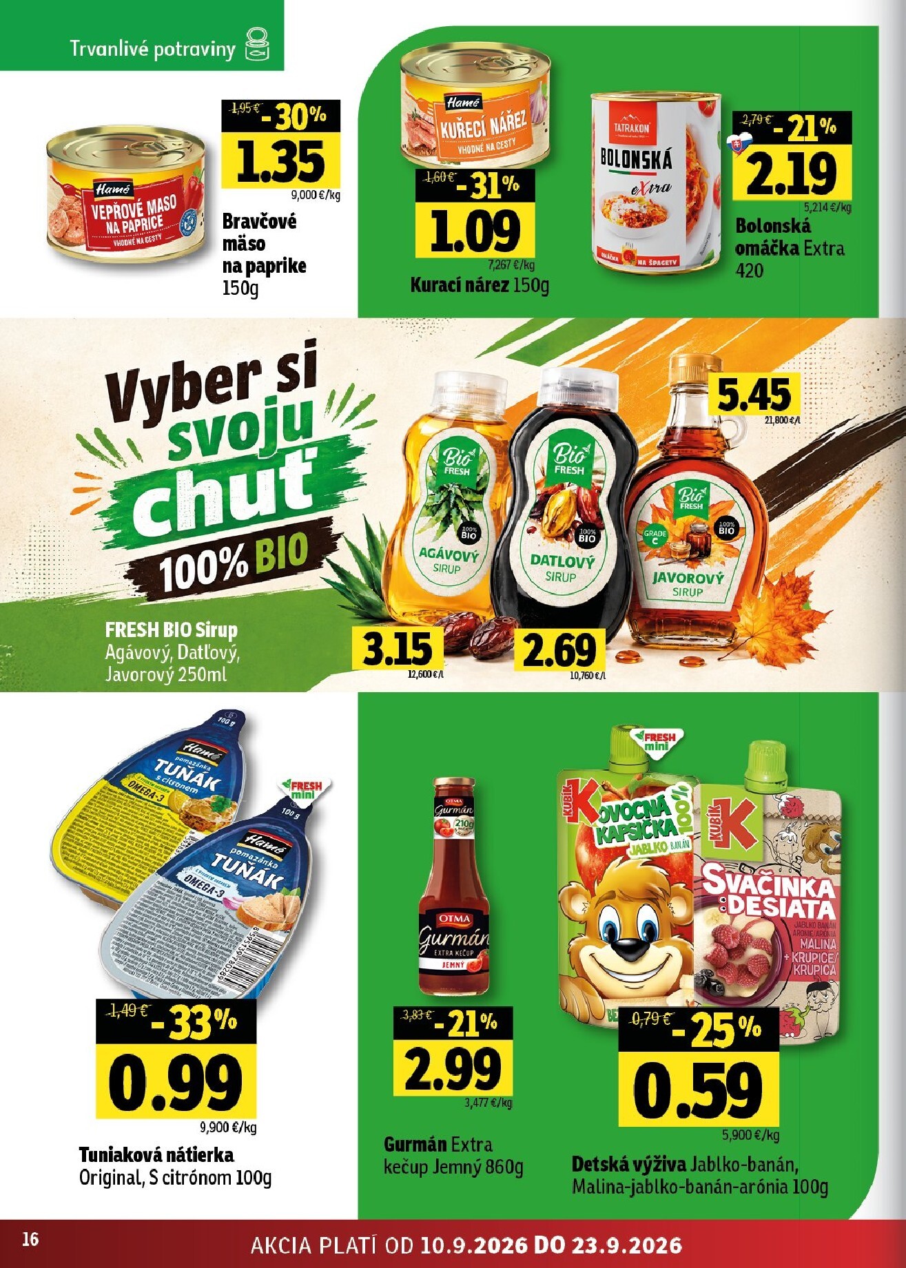 fresh - Aktuálny Fresh - Stredné a západné Slovensko leták od štvrtka, 10.09.2026 do stredy, 23.09.2026 - page: 16