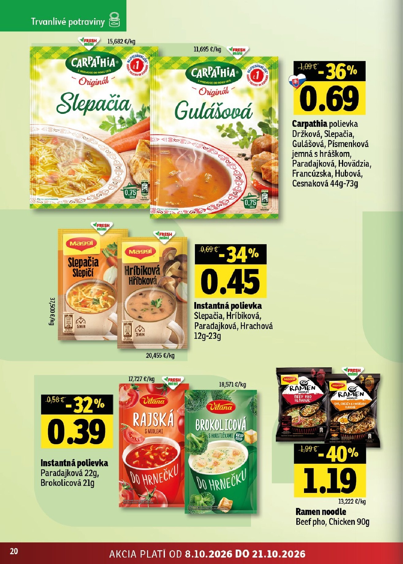 fresh - Nový Fresh - Východné Slovensko leták od štvrtka, 08.10.2026 do stredy, 21.10.2026 - page: 20