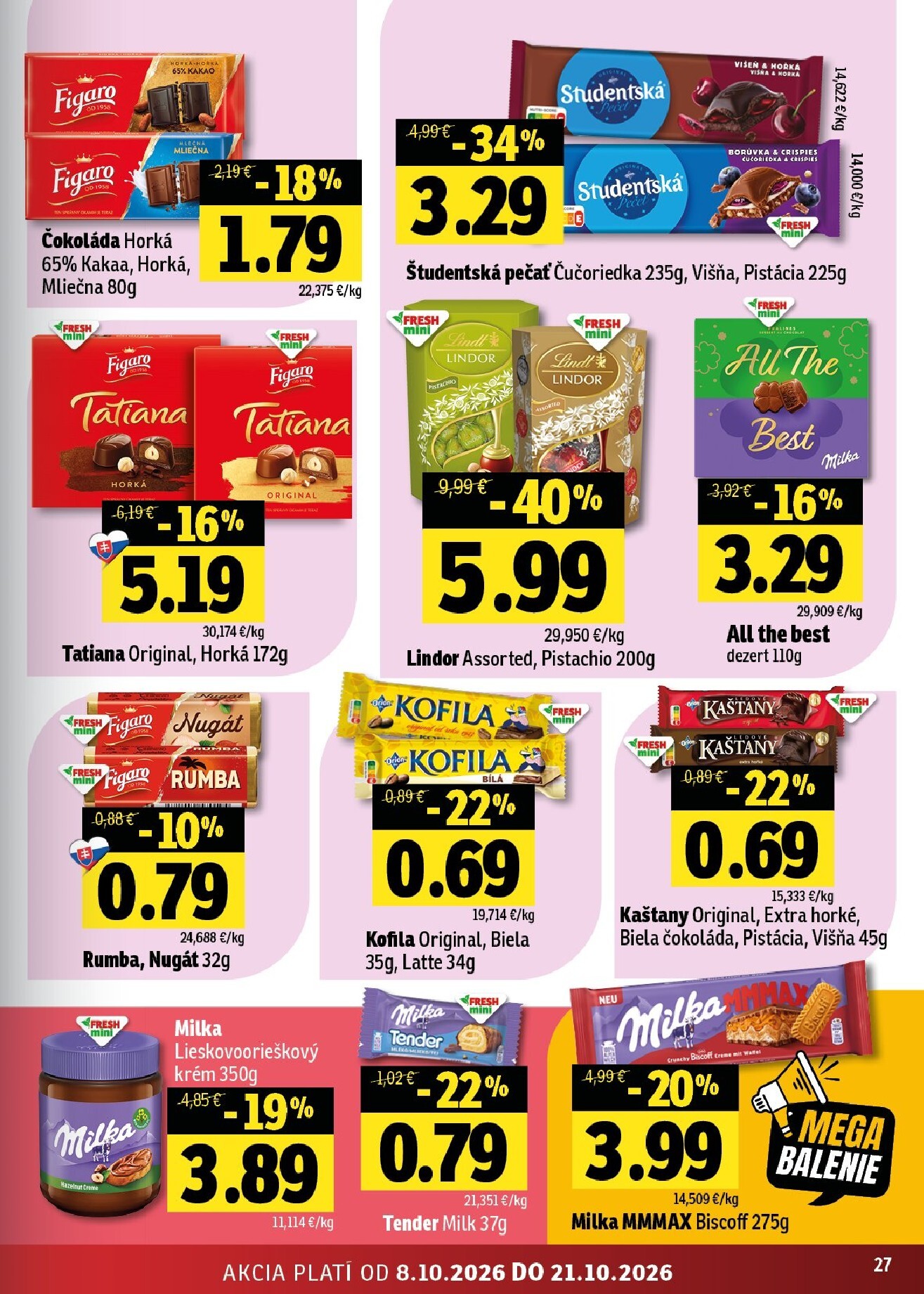 fresh - Nový Fresh - Stredné a západné Slovensko leták od štvrtka, 08.10.2026 do stredy, 21.10.2026 - page: 27