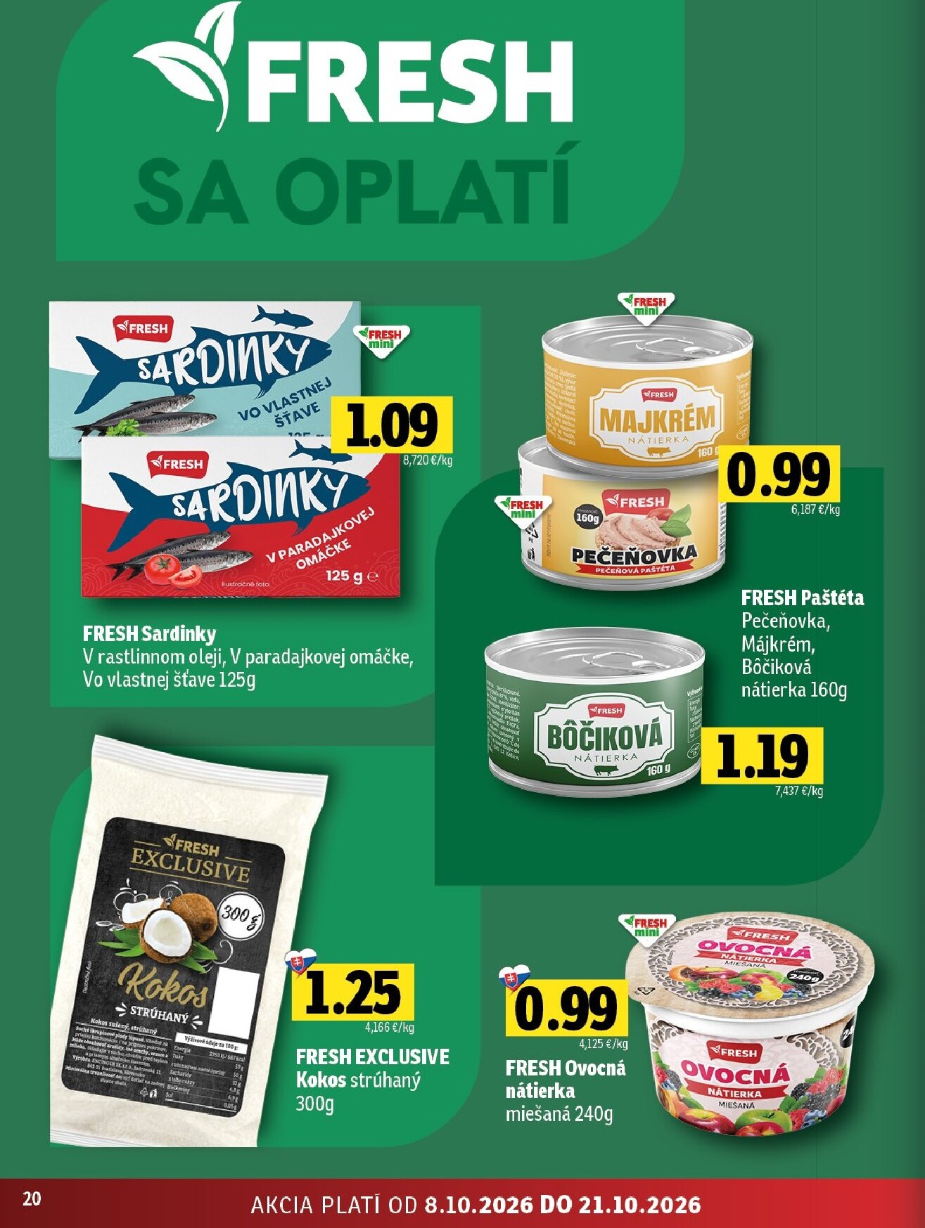 fresh - Nový Fresh - Stredné a západné Slovensko leták od štvrtka, 08.10.2026 do stredy, 21.10.2026 - page: 20